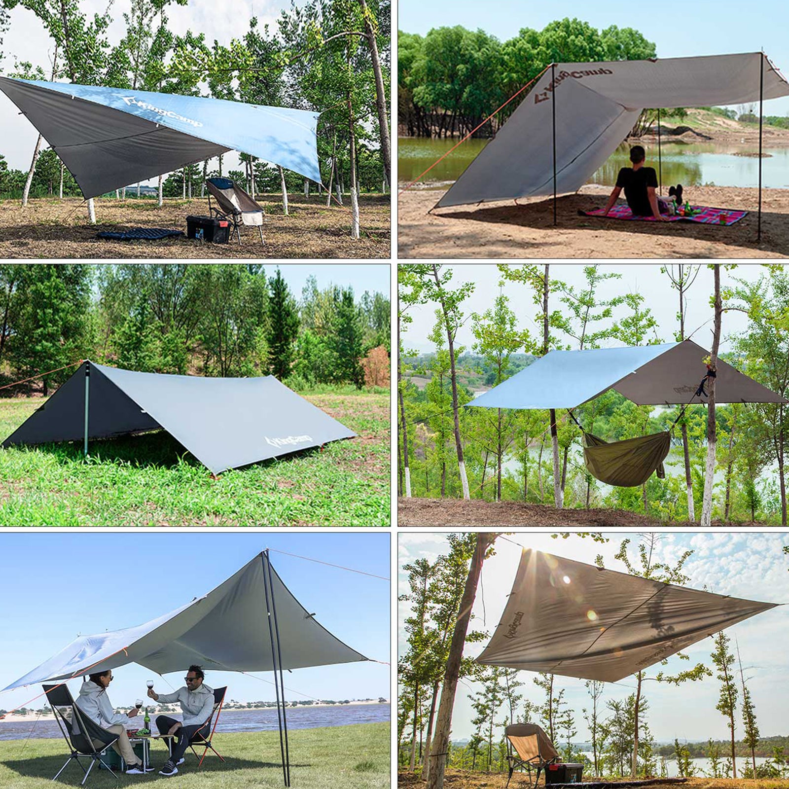 Bâche de camping KINGCAMP Bowman, pare-soleil, tente de bus, protection contre le vent, toit en bâche UV 50+