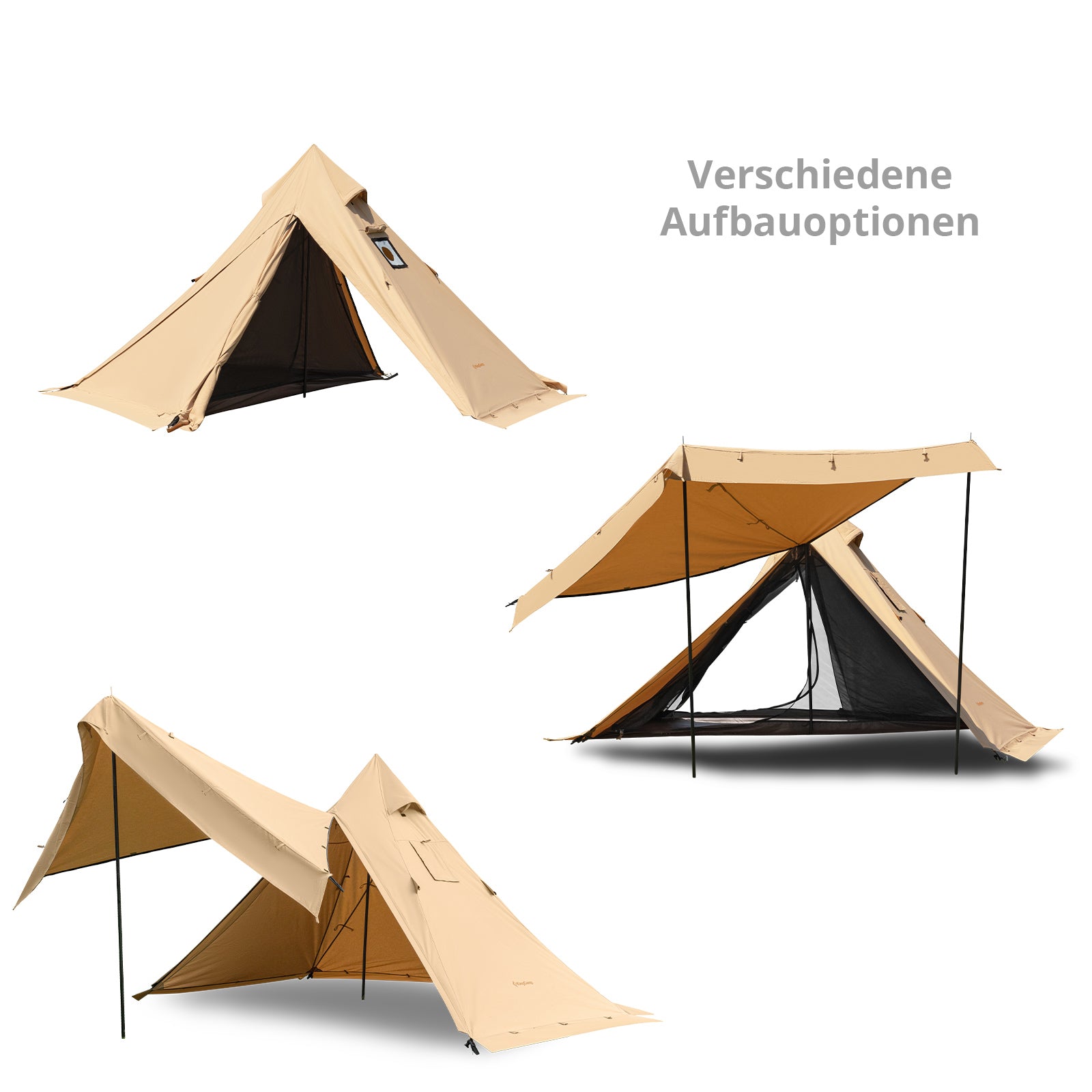 KINGCAMP Tipi Torino 2 Personen Trekking Tepee Haus Zelt Tippi Camping Baumwolle