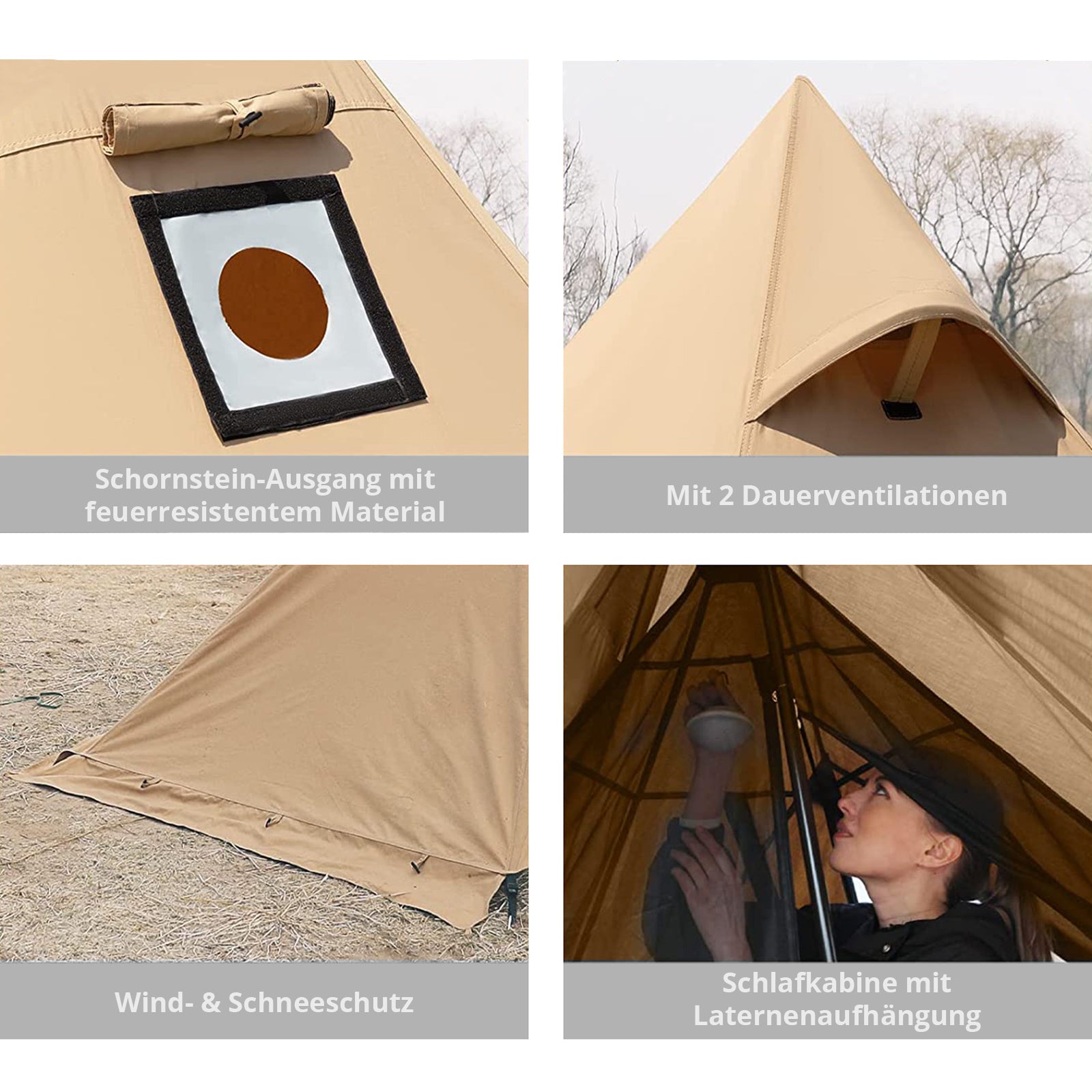 KINGCAMP Tipi Torino Tente de randonnée pour 2 personnes Tippi Camping Coton