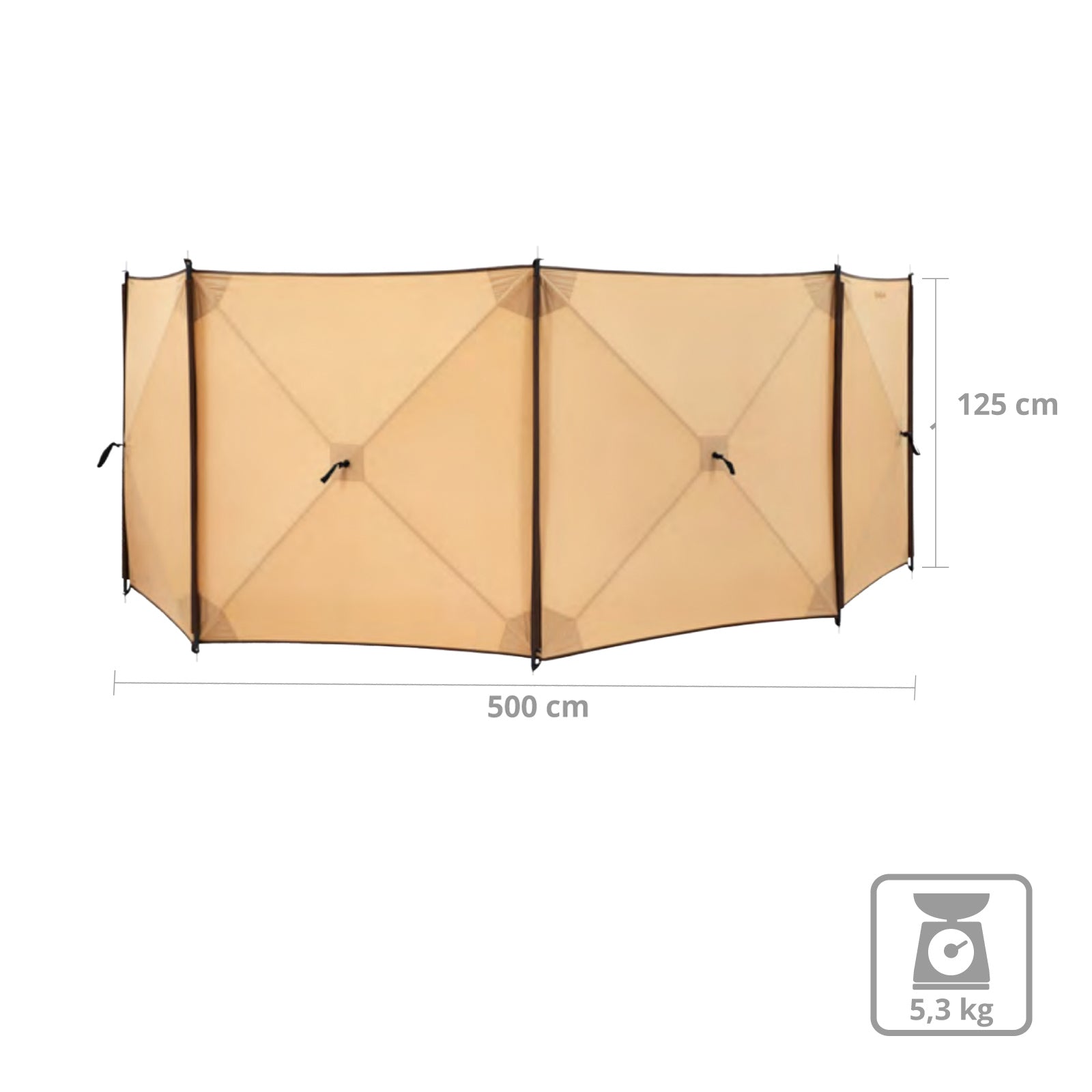 KINGCAMP Tente de plage Camden Quick Up XL avec brise-vent et brise-vue 500x125