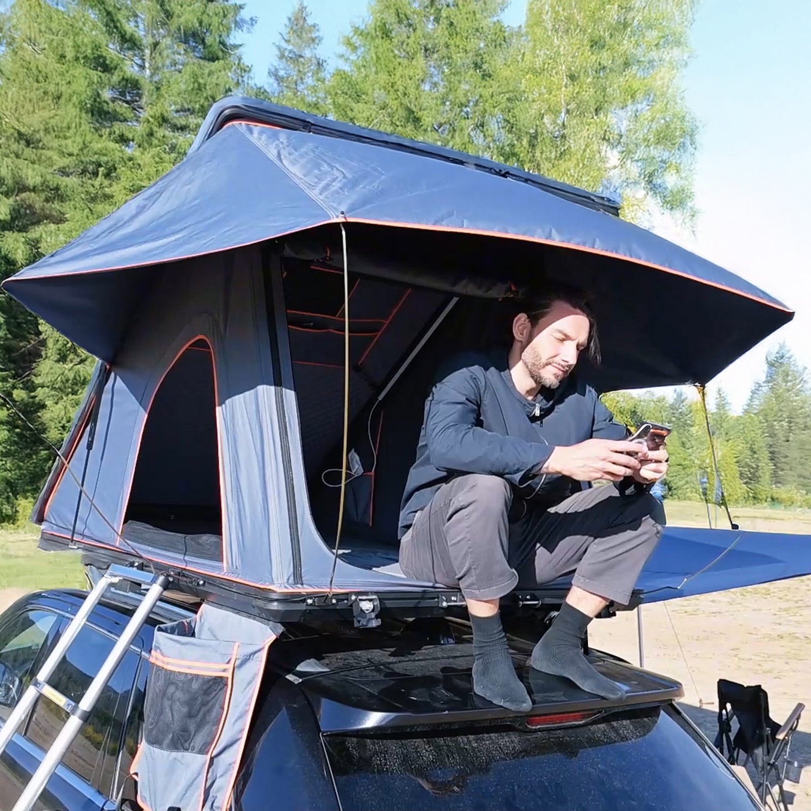 Tente de toit de voiture KINGCAMP Northway Tente de toit rigide pour 2 personnes Boîte automatique