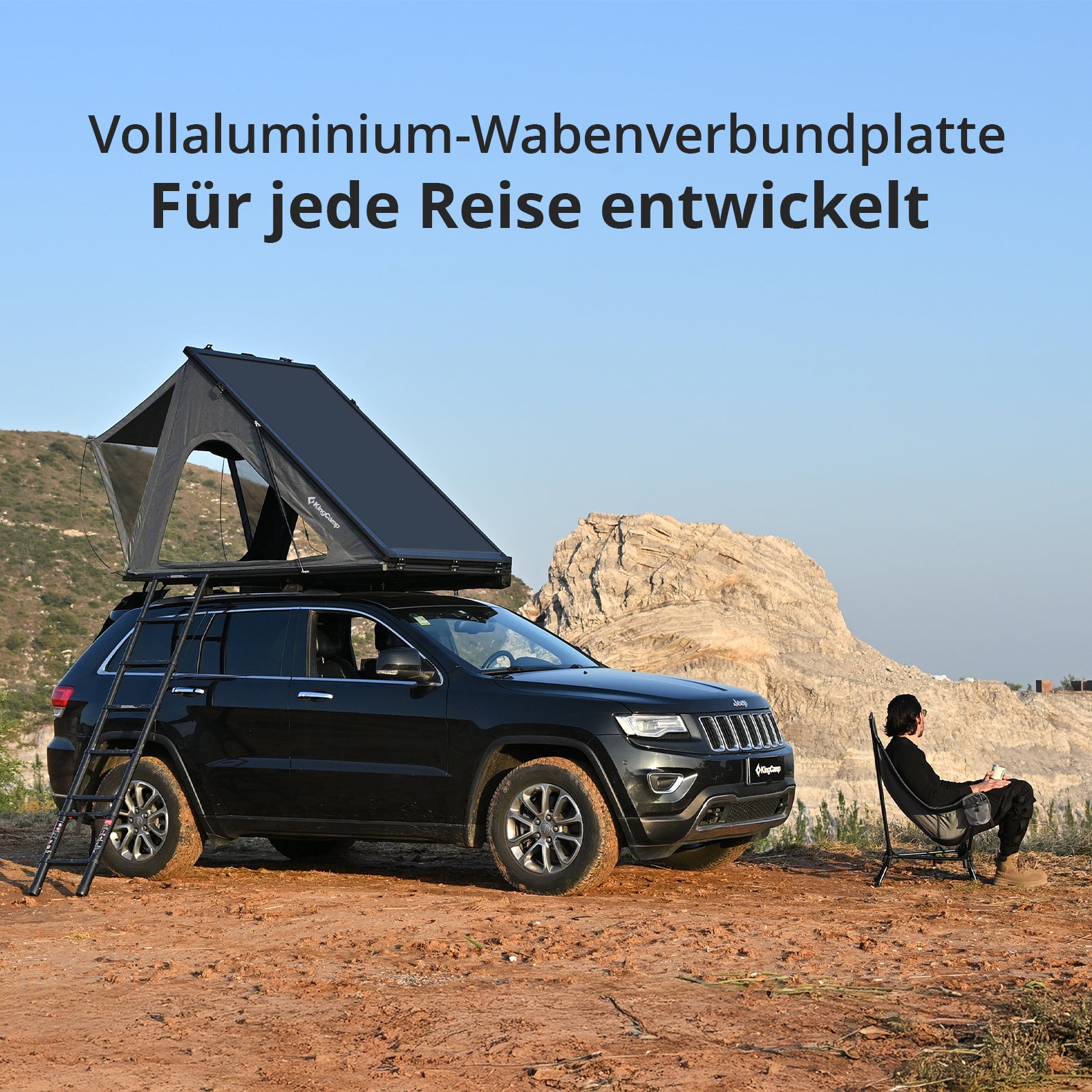 KINGCAMP Auto Dachzelt Open Road LW 2 Personen Hartschale Automatik Dach Zelt