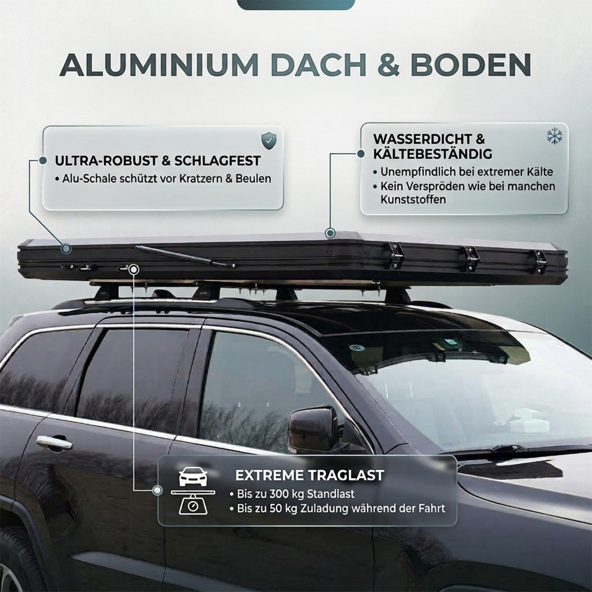 KINGCAMP Auto Dachzelt Open Road LW 2 Personen Hartschale Automatik Zelt Alu
