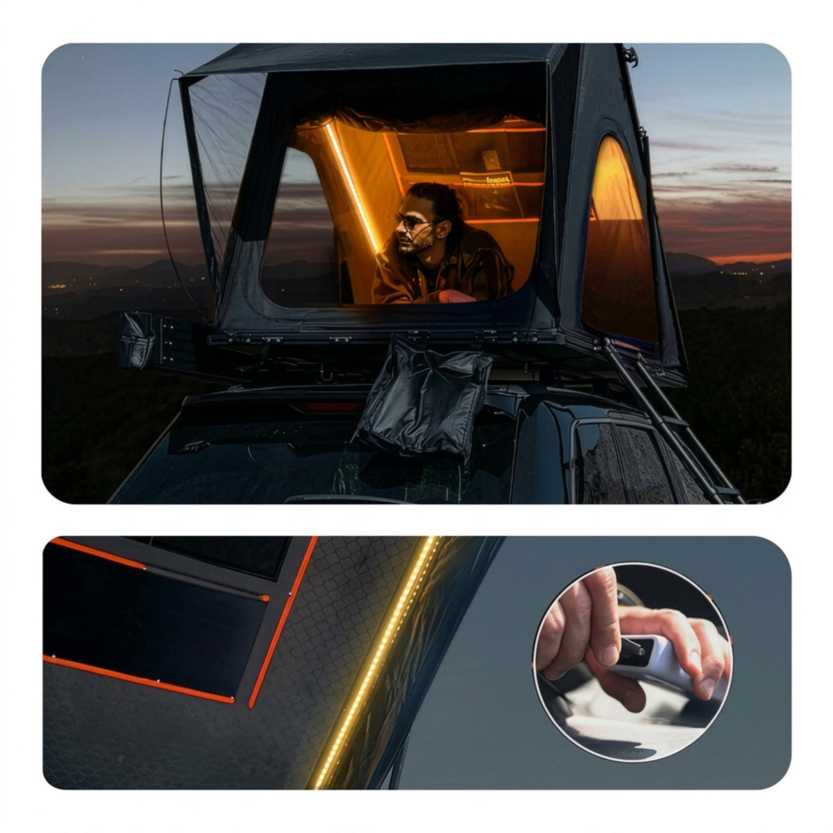 KINGCAMP Auto Dachzelt Open Road LW 2 Personen Hartschale Automatik Zelt Alu