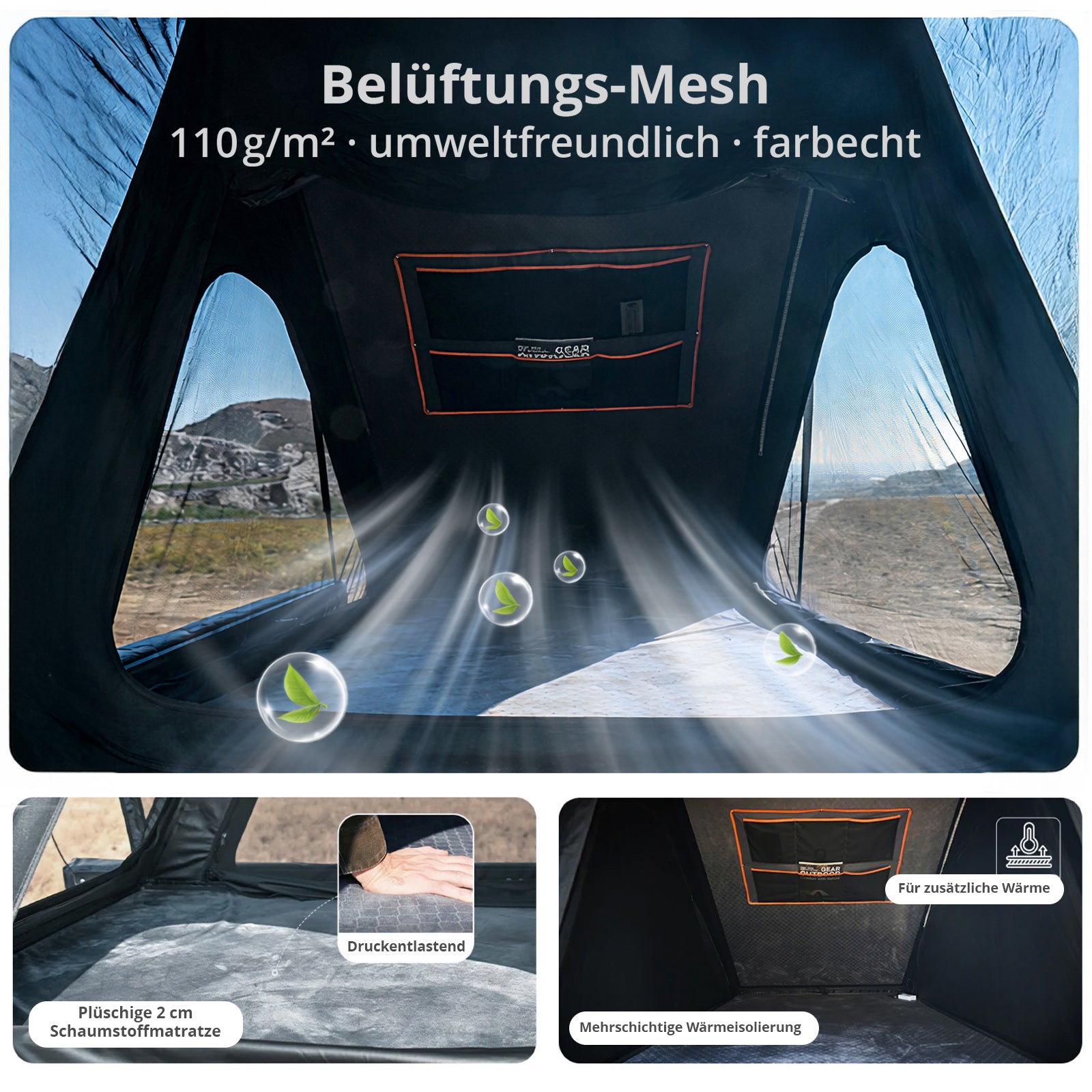 KINGCAMP Auto Dachzelt Open Road LW 2 Personen Hartschale Automatik Dach Zelt