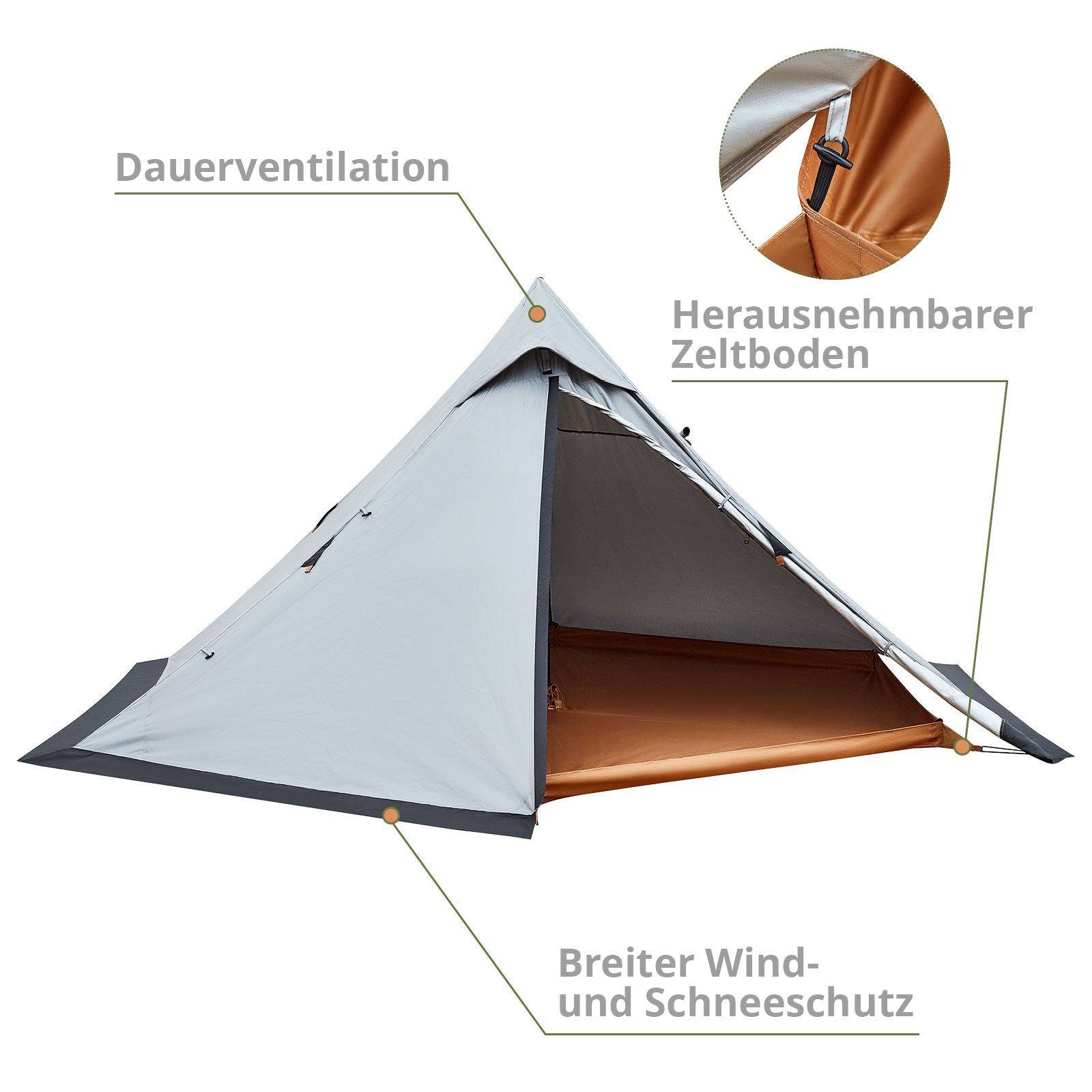 KINGCAMP Tipi Torino Light 1-2 Personen Camping Trekking Haus Zelt Tepee Leicht
