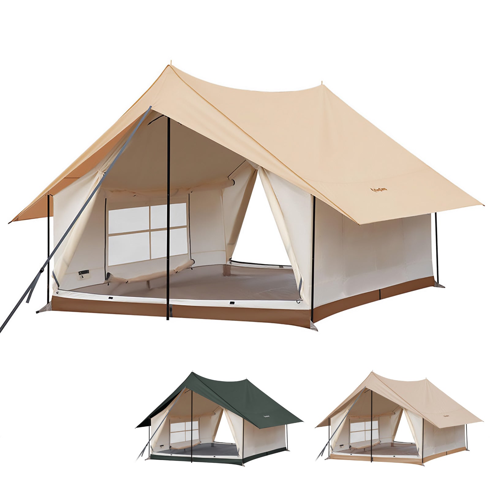 KINGCAMP House Tent Pinehouse II Family 3-4 Person Tent Camping Tent Cotton
