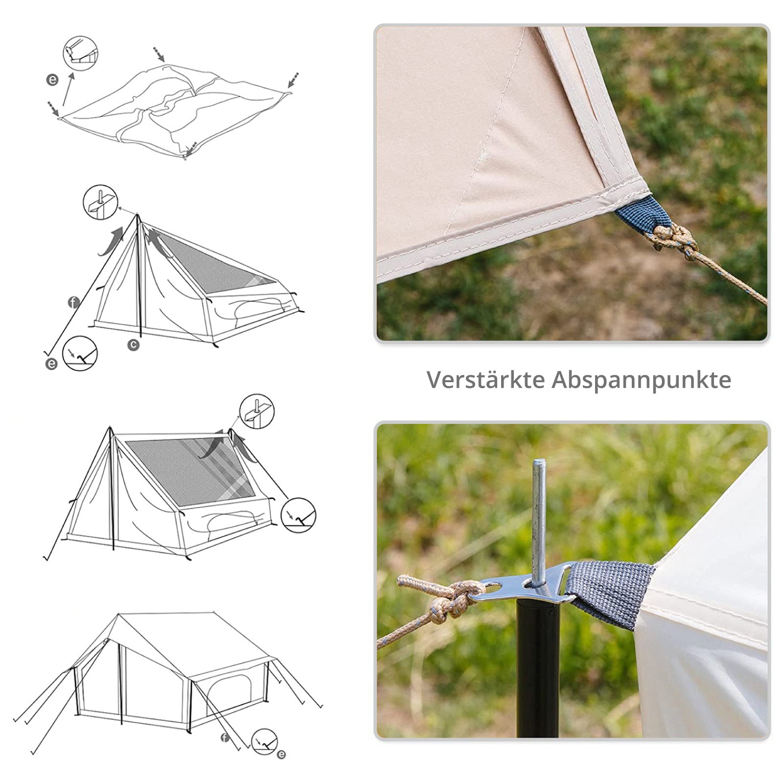 Tente de camping familiale KINGCAMP Pinehouse II pour 3 à 4 personnes, en coton
