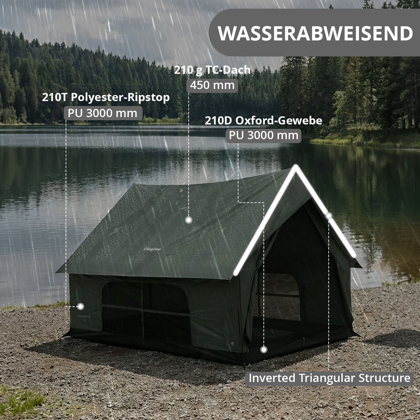 KINGCAMP Hauszelt Pinehouse III Familienzelt 5 Personen Campingzelt Baumwolle