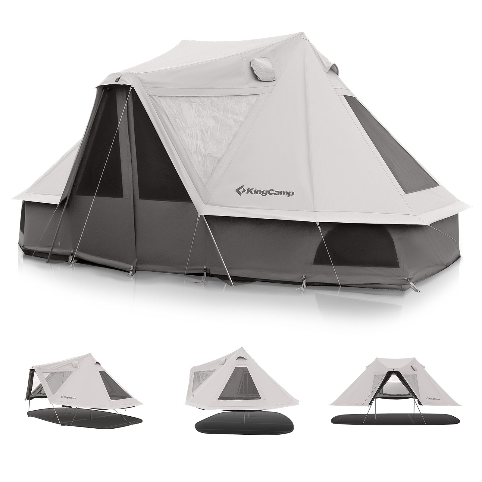 Tente de camping en coton KINGCAMP Khan Villa Pavilion Tente familiale en coton