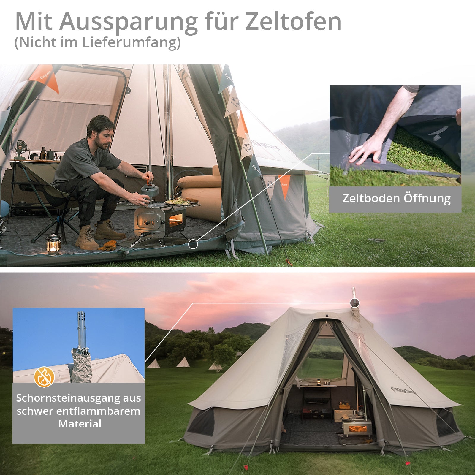 KINGCAMP Baumwollzelt Campingzelt Khan Villa Pavillon Familienzelt Baumwolle