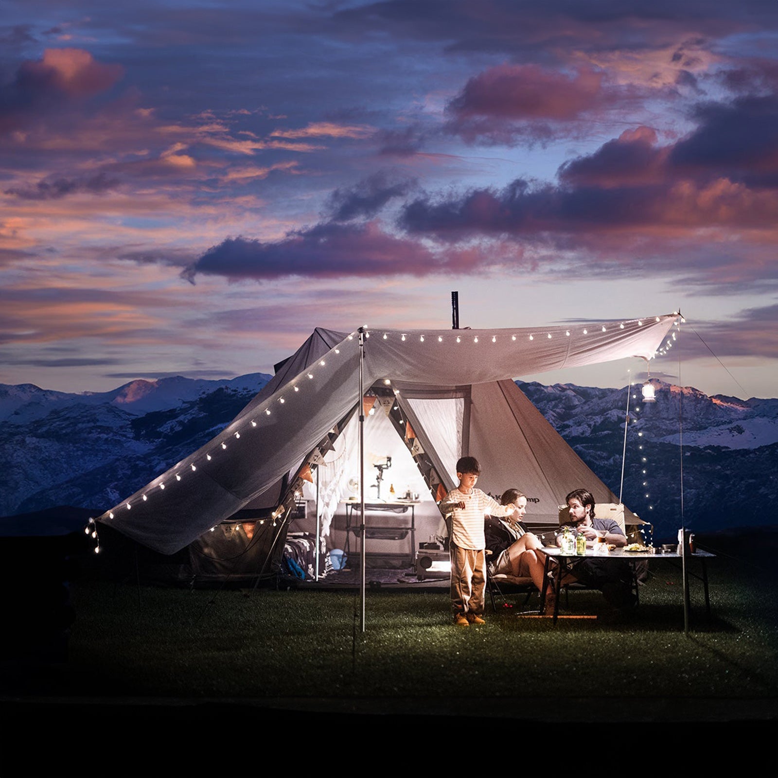 Tente de camping en coton KINGCAMP Khan Villa Pavilion Tente familiale en coton