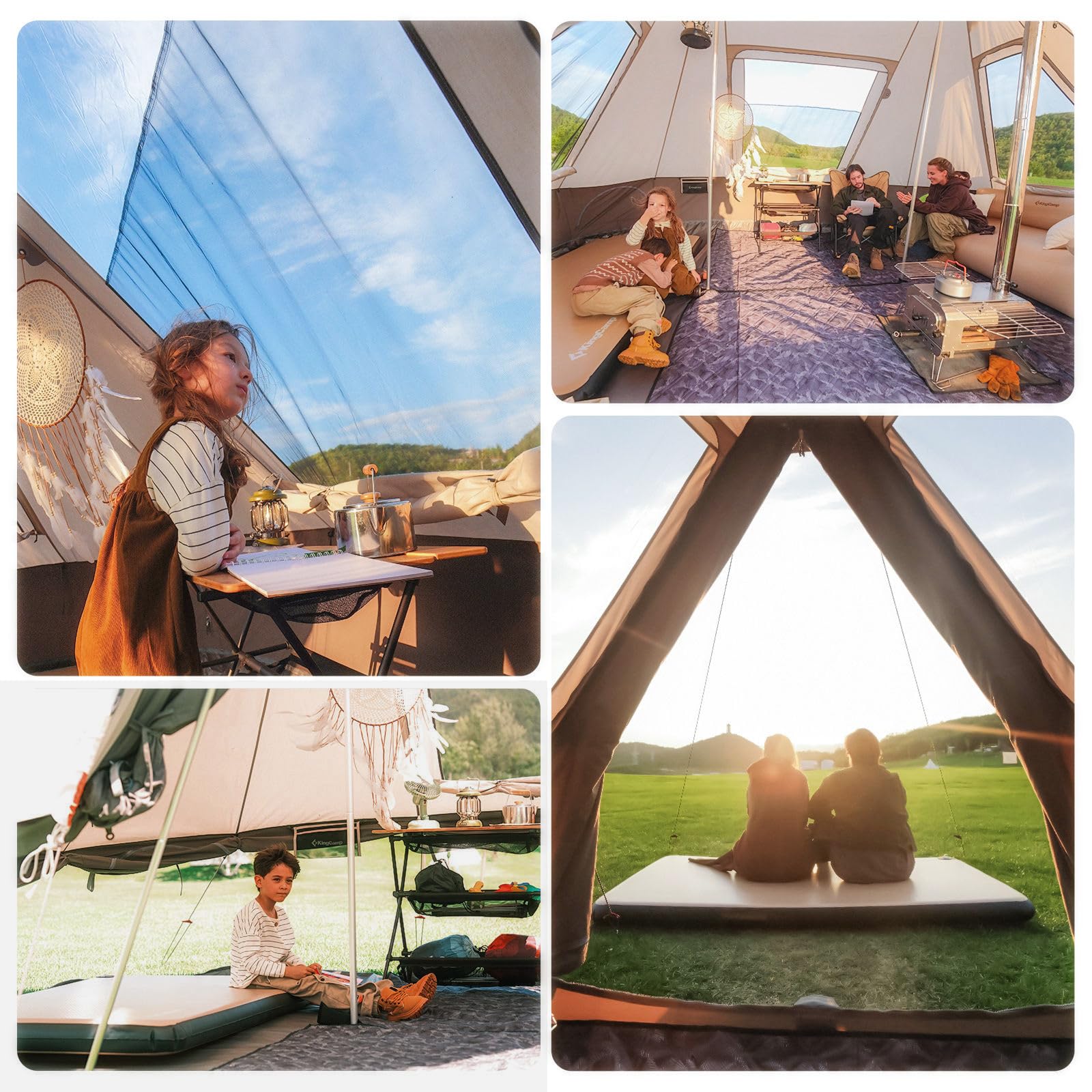 Tente de camping en coton KINGCAMP Khan Villa Pavilion Tente familiale en coton