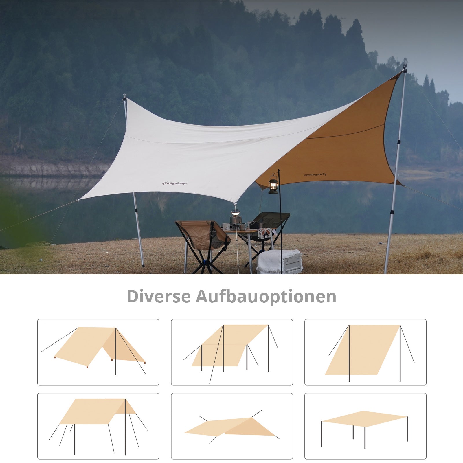 KINGCAMP Tarp Sonnensegel Tagounit Camping Wind Schutz Vor Zelt Plane Baumwolle