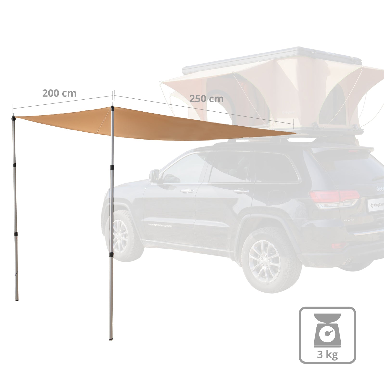 KINGCAMP Bâche de toit pour tente de toit, voile d'ombrage, tente de camping, protection contre le vent, plein air