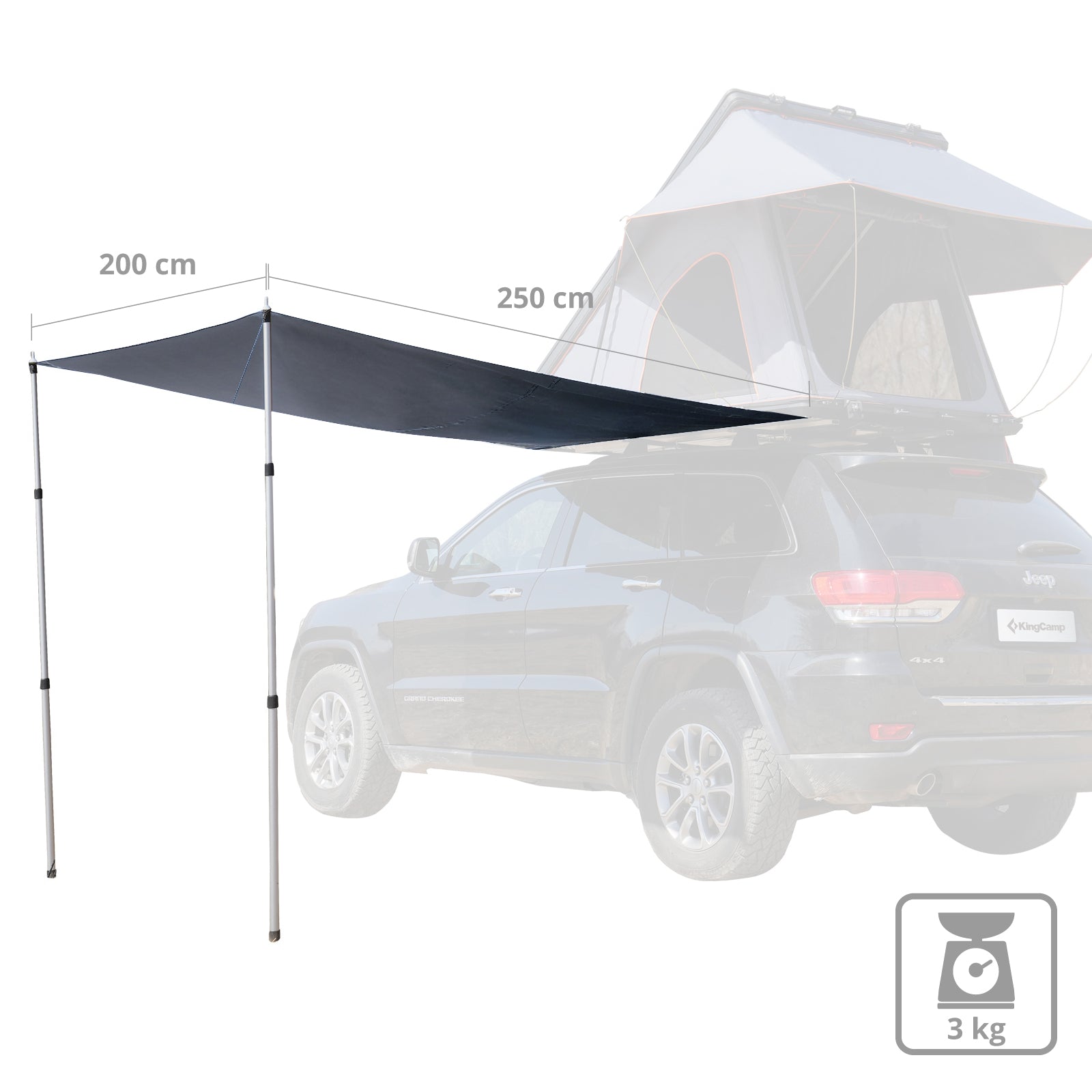 KINGCAMP Bâche de toit pour tente de toit, voile d'ombrage, tente de camping, protection contre le vent, plein air