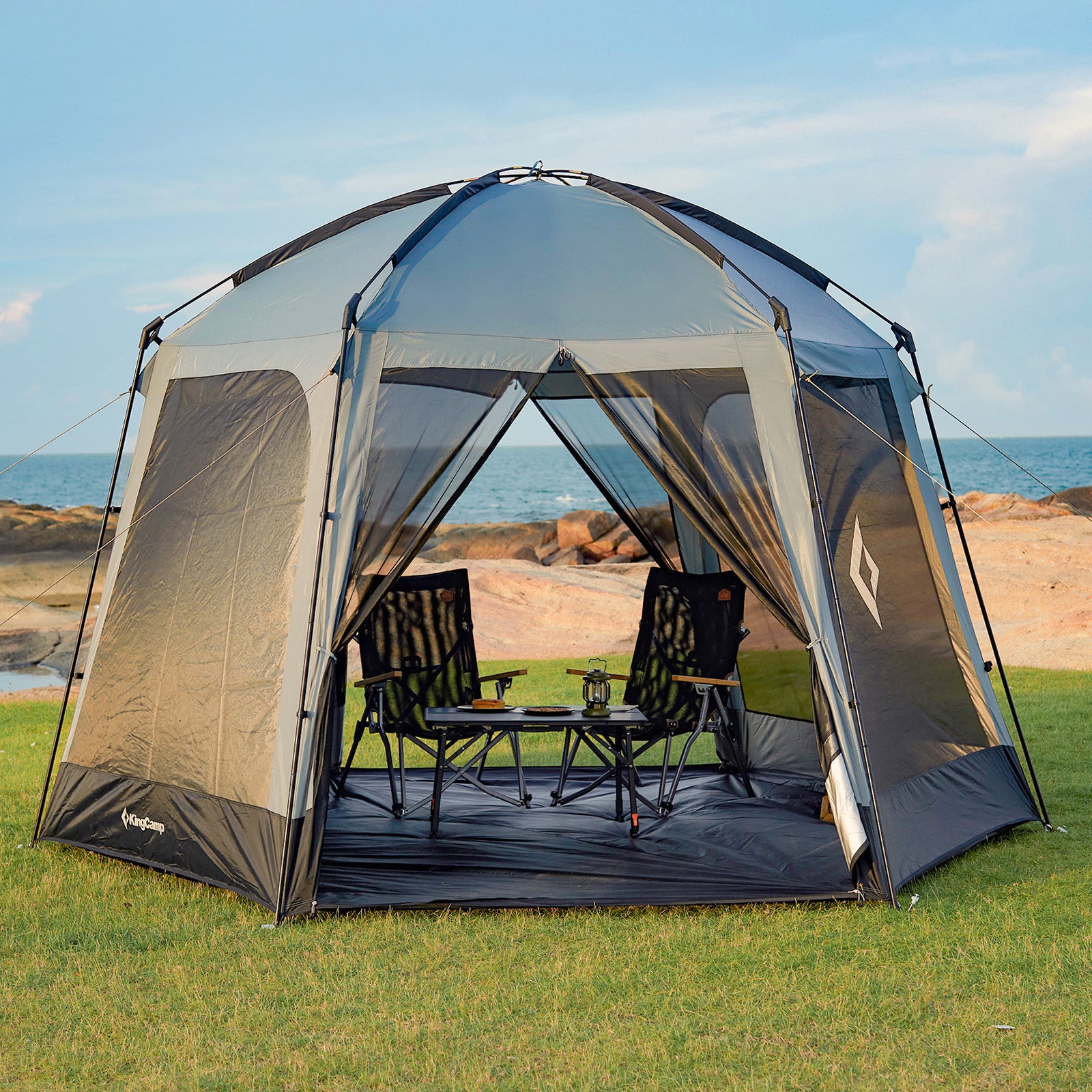 KINGCAMP Camping Pavillon Cairo Festival Garten Party Küchen Zelt UPF50+ Schutz