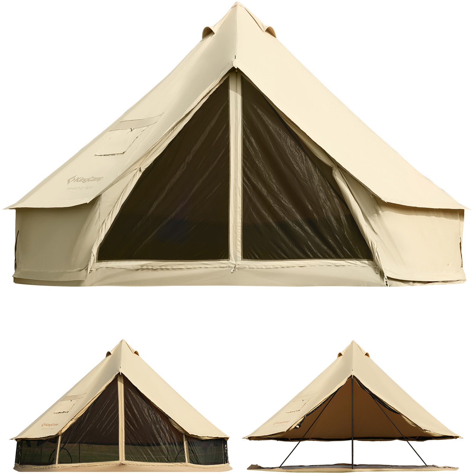 KINGCAMP Tipi Zelt Khan X 500 Familienzelt Glockenzelt 8 Personen Zelt Baumwolle