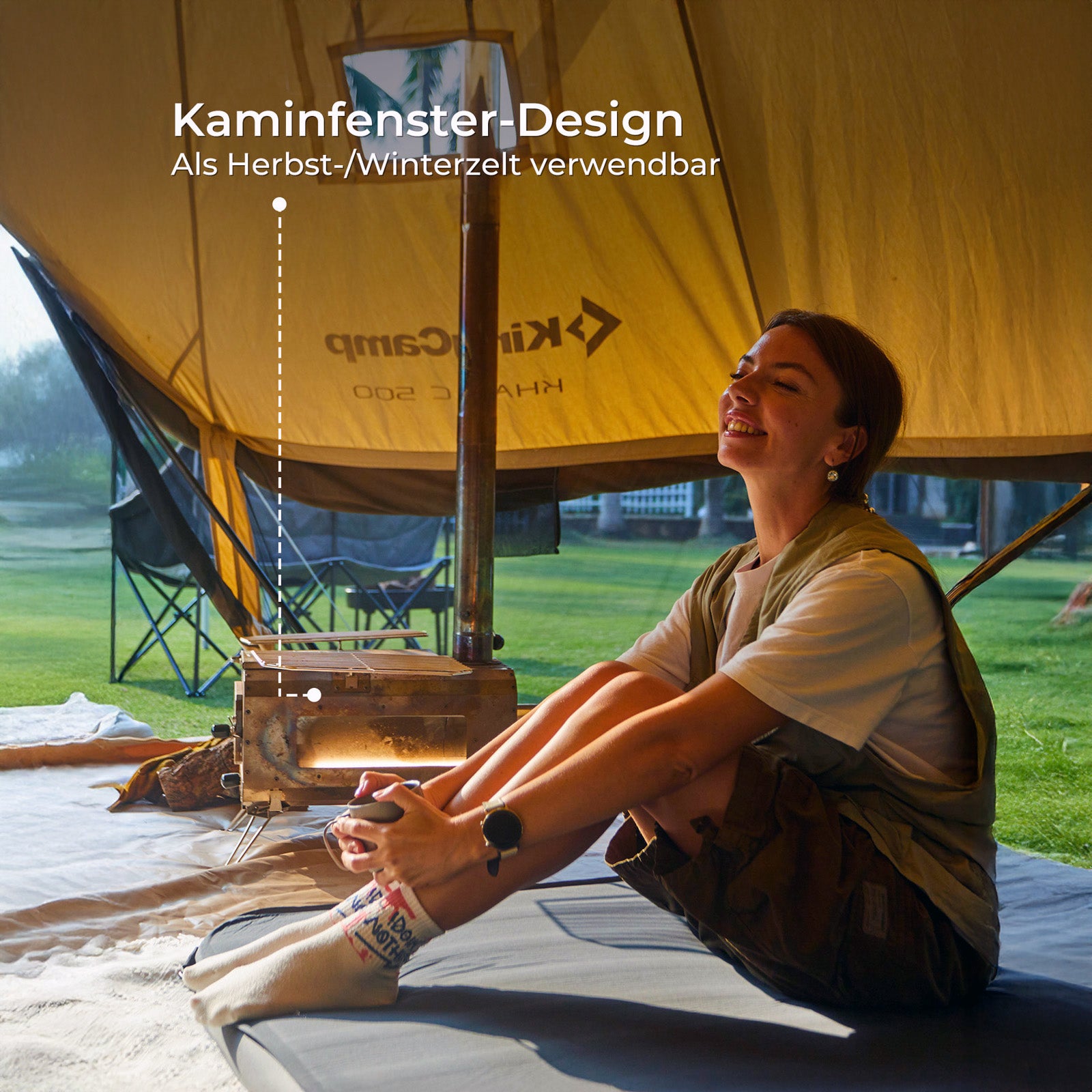 KINGCAMP Tipi Zelt Khan X 500 Familienzelt Glockenzelt 8 Personen Zelt Baumwolle