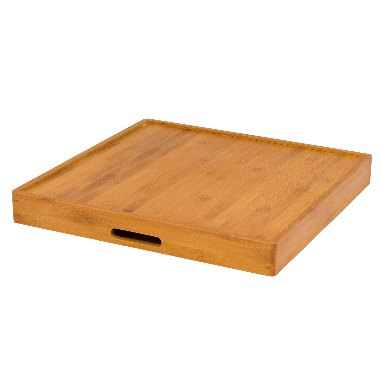 BO-CAMP Holz Tablett 2in1 Serviertablett & Tischplatte Frühstück Griff Bambus