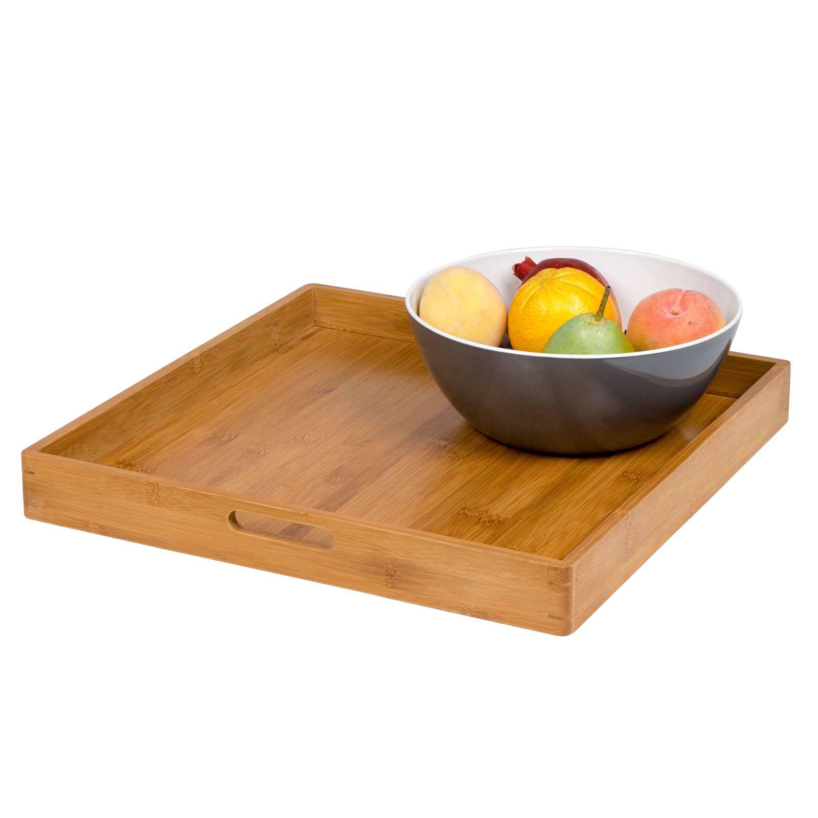 BO-CAMP houten dienblad 2-in-1: dienblad & tafelblad voor ontbijt, met handvat, bamboe