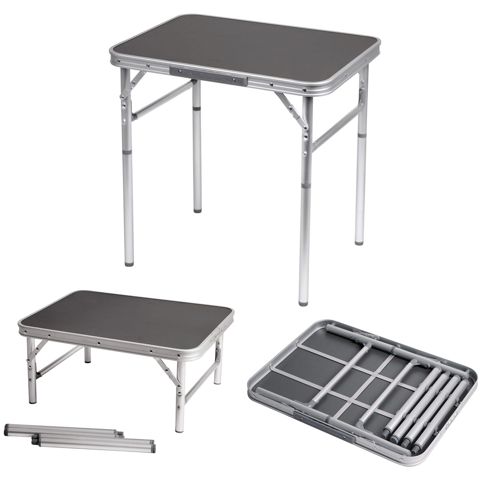 BO-CAMP Mini table de camping pliante en aluminium, table de jardin pliante, 2 hauteurs réglables