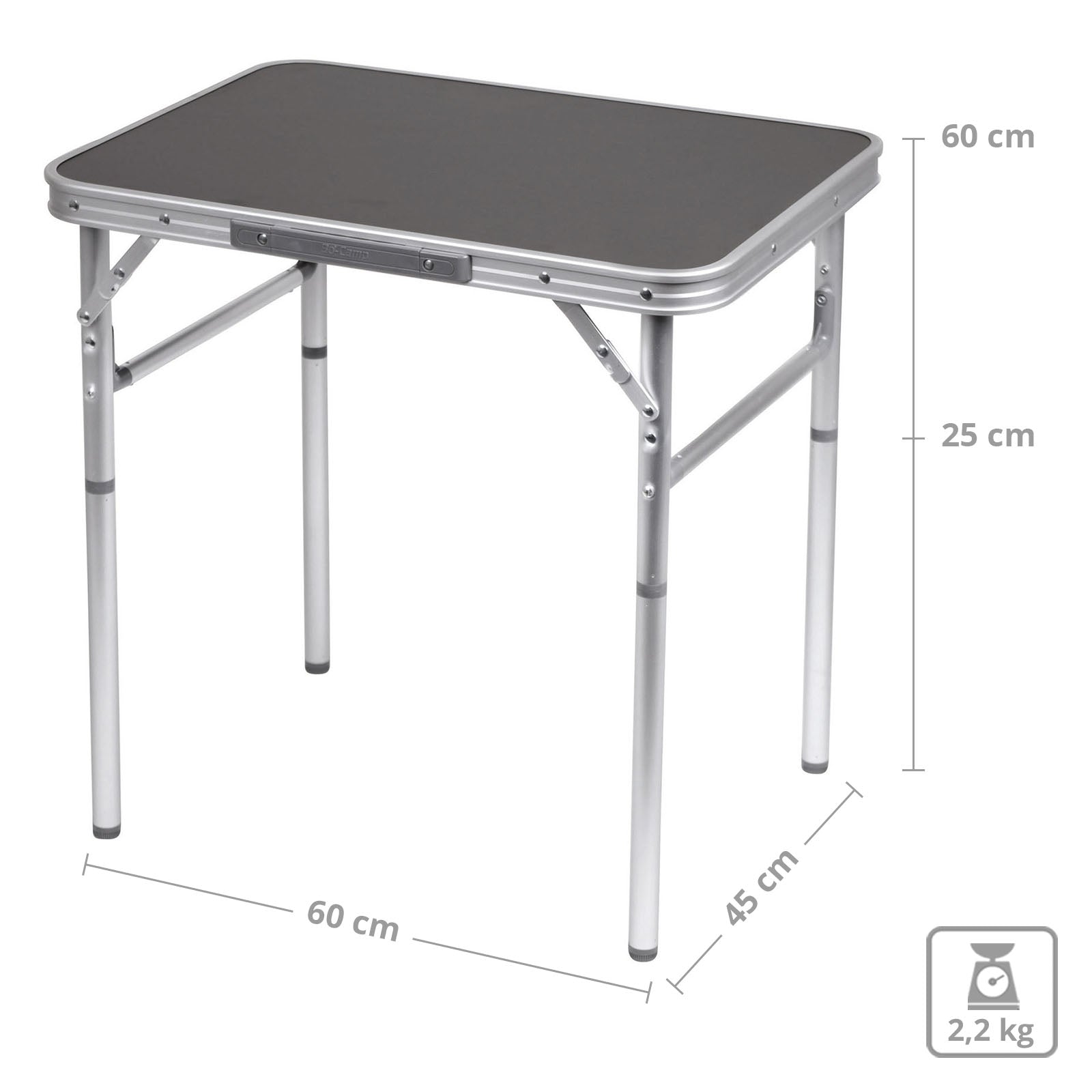 BO-CAMP Alu Mini Camping Folding Table Suitcase Folding Table Garden 2 Heights Adjustable