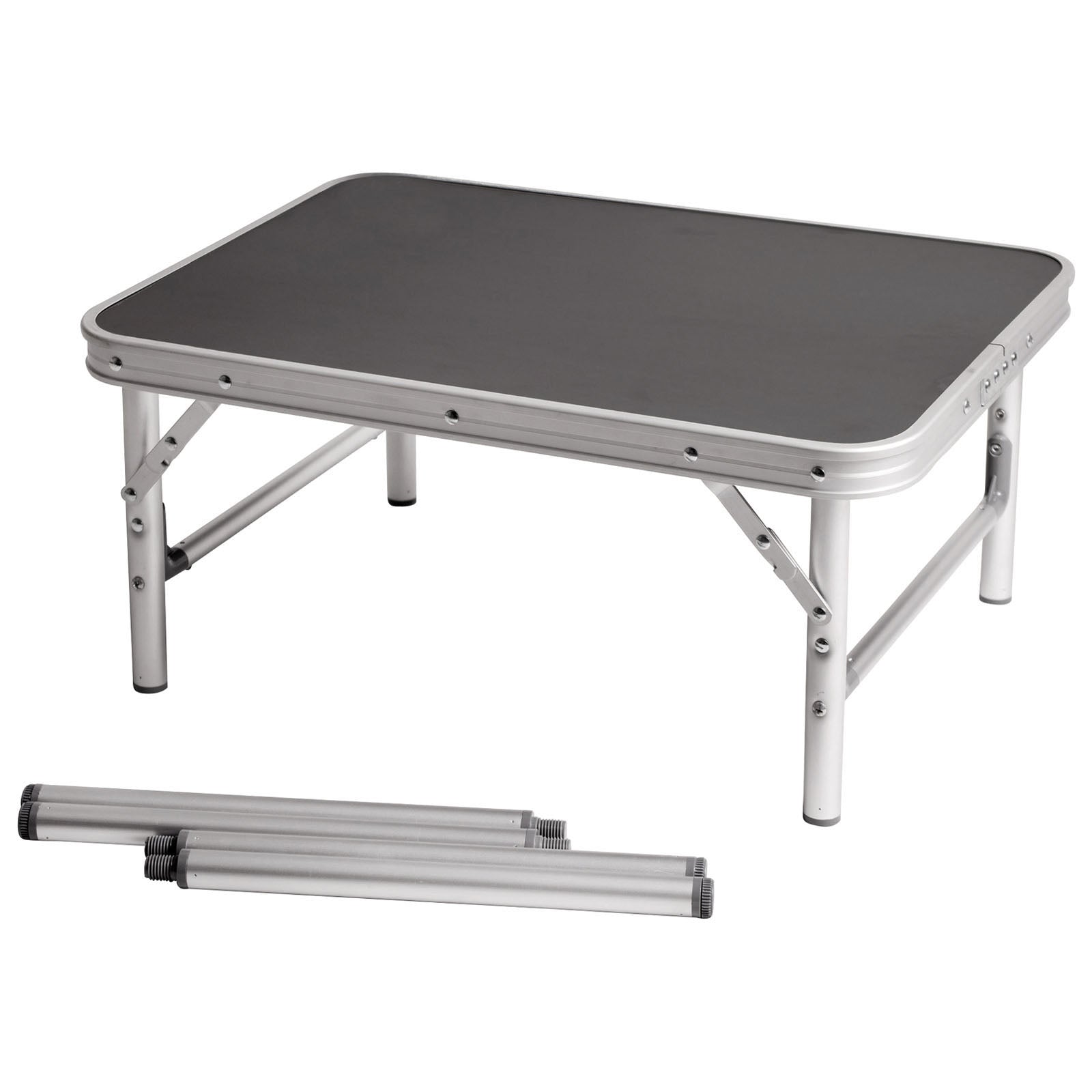 BO-CAMP Mini table de camping pliante en aluminium, table de jardin pliante, 2 hauteurs réglables