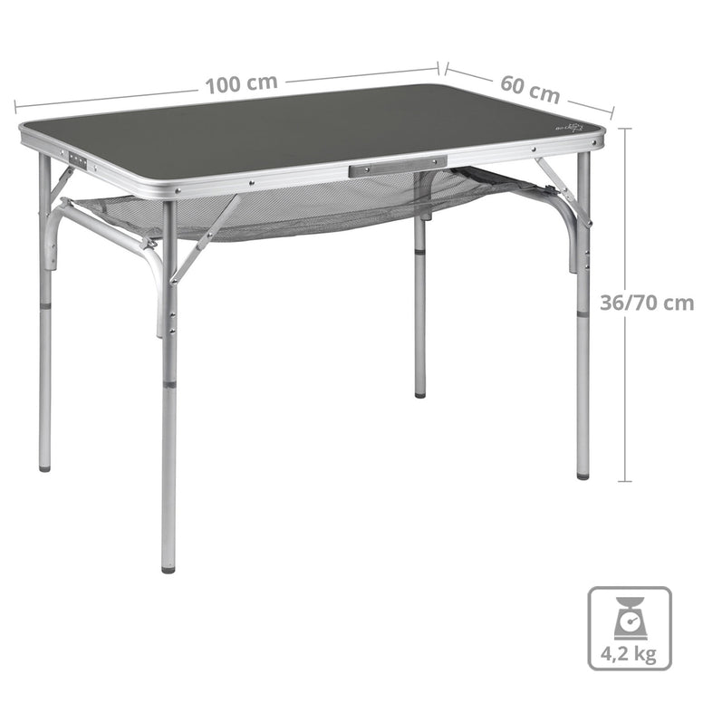BO-CAMP Camping Suitcase Table Folding Table Folding Table Foldable Foldable Aluminum 2 Heights