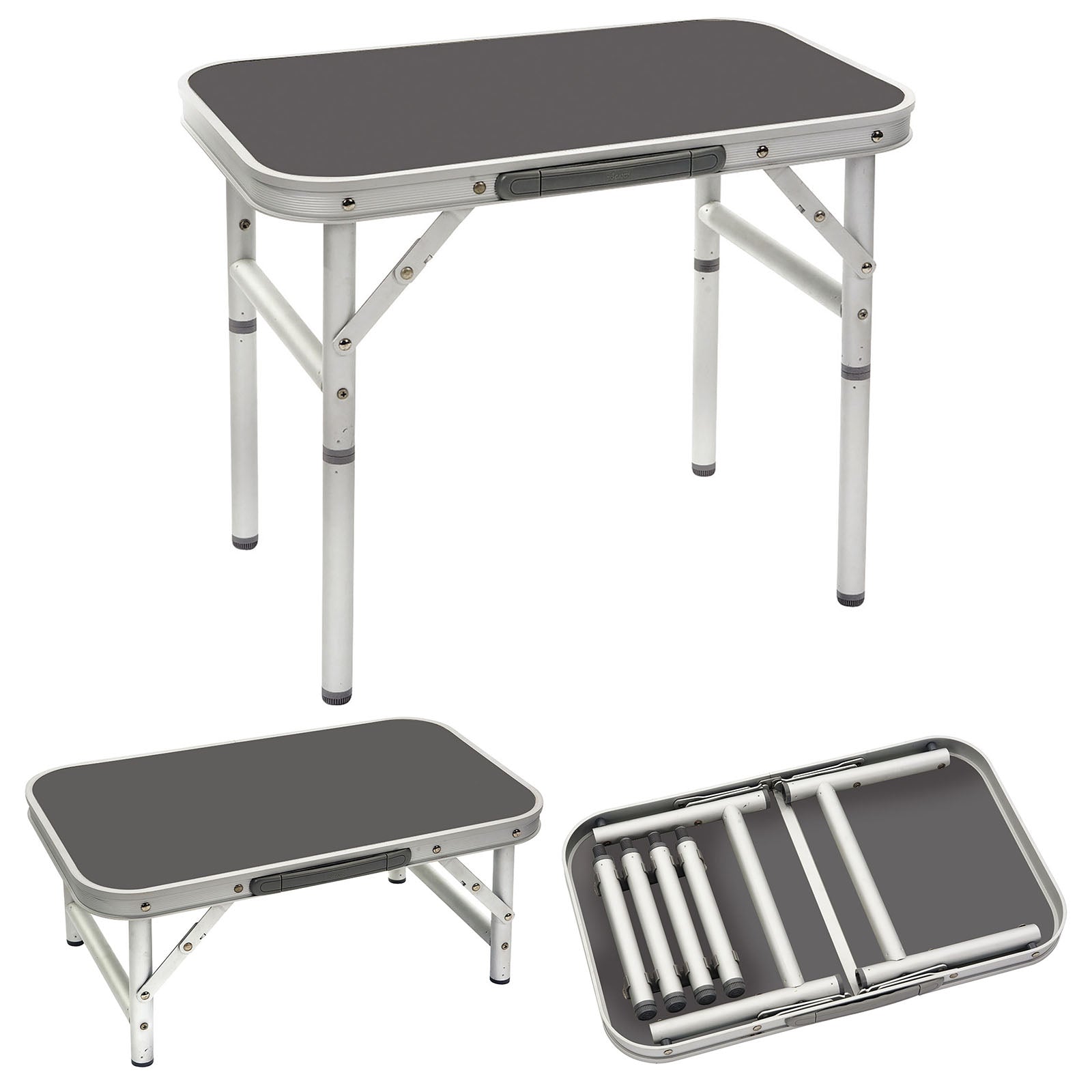 BO-CAMP Mini table de camping en aluminium Table d'appoint Table pliante Valise Table de jardin 2 hauteurs
