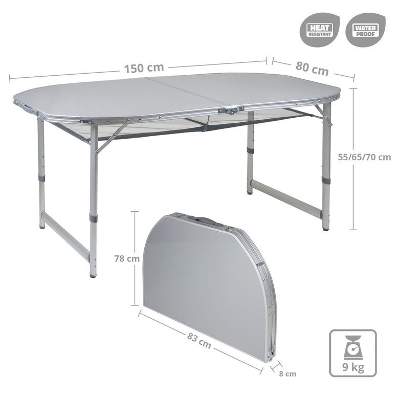 BO-CAMP Camping Suitcase Table Folding Table Folding Table Foldable Foldable Aluminum 3 Heights