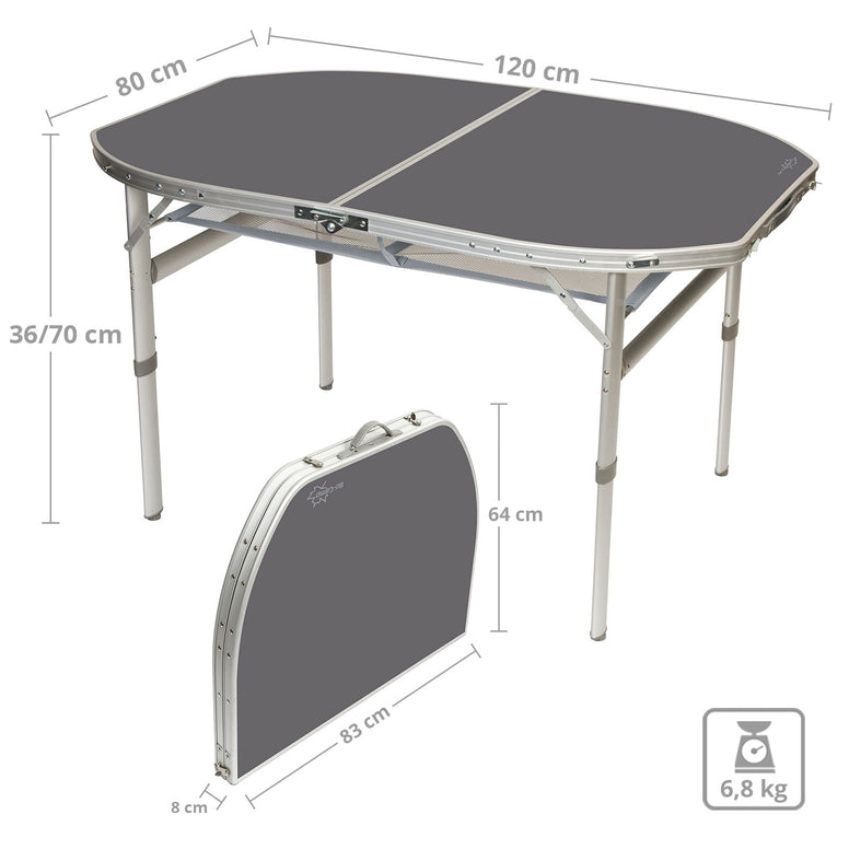 BO-CAMP Camping Suitcase Table Folding Table Folding Table Foldable Foldable Aluminum 2 Heights