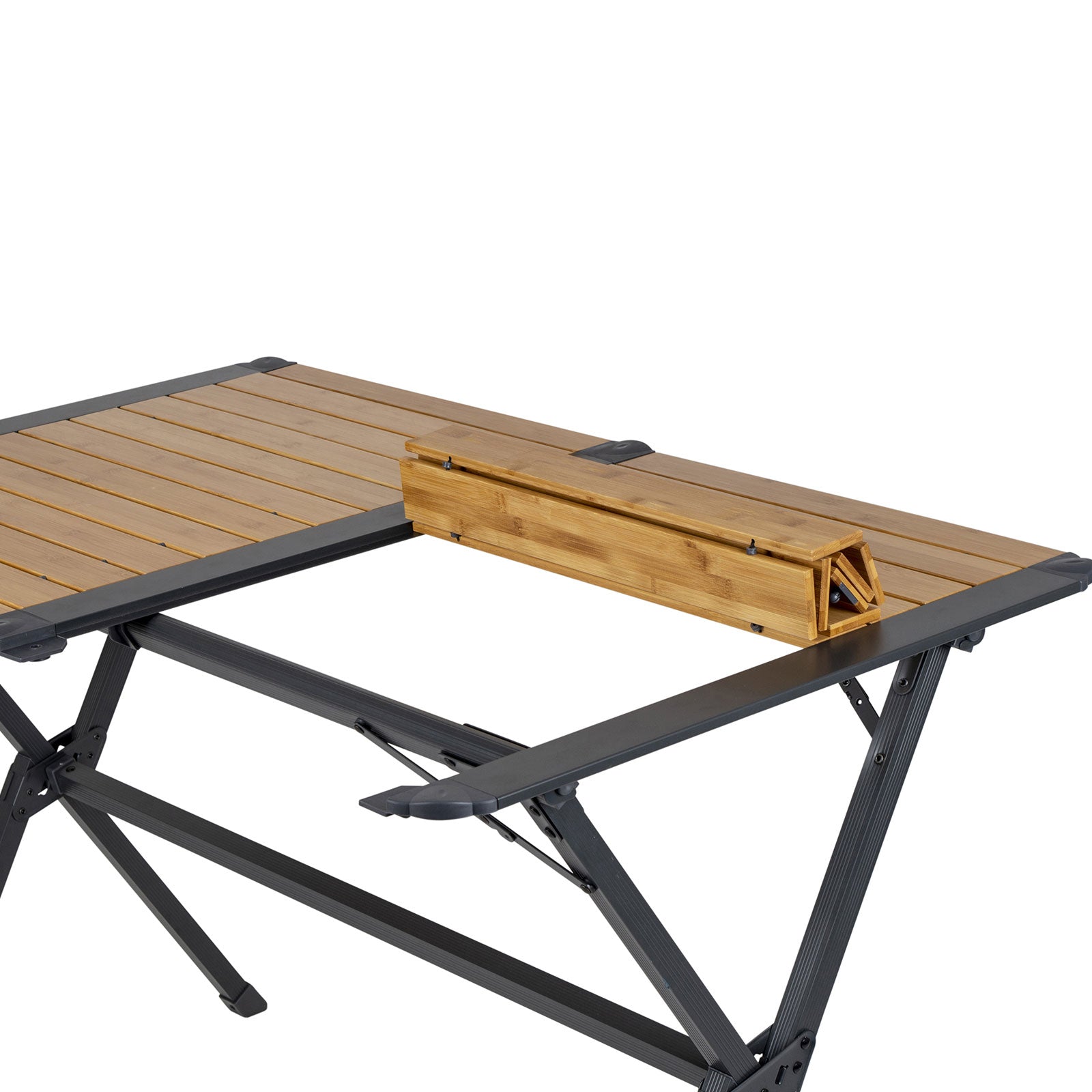 Table de camping en aluminium BO-CAMP, table de camping à roulettes, table pliante, grande table en bois 111x72