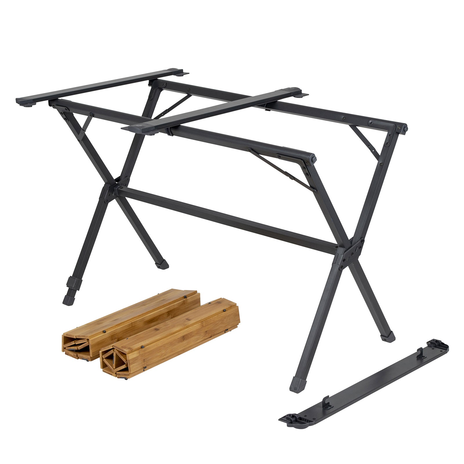 BO-CAMP Aluminium kampeertafel, campingtafel op wieltjes, klaptafel, grote houten tafel 111x72