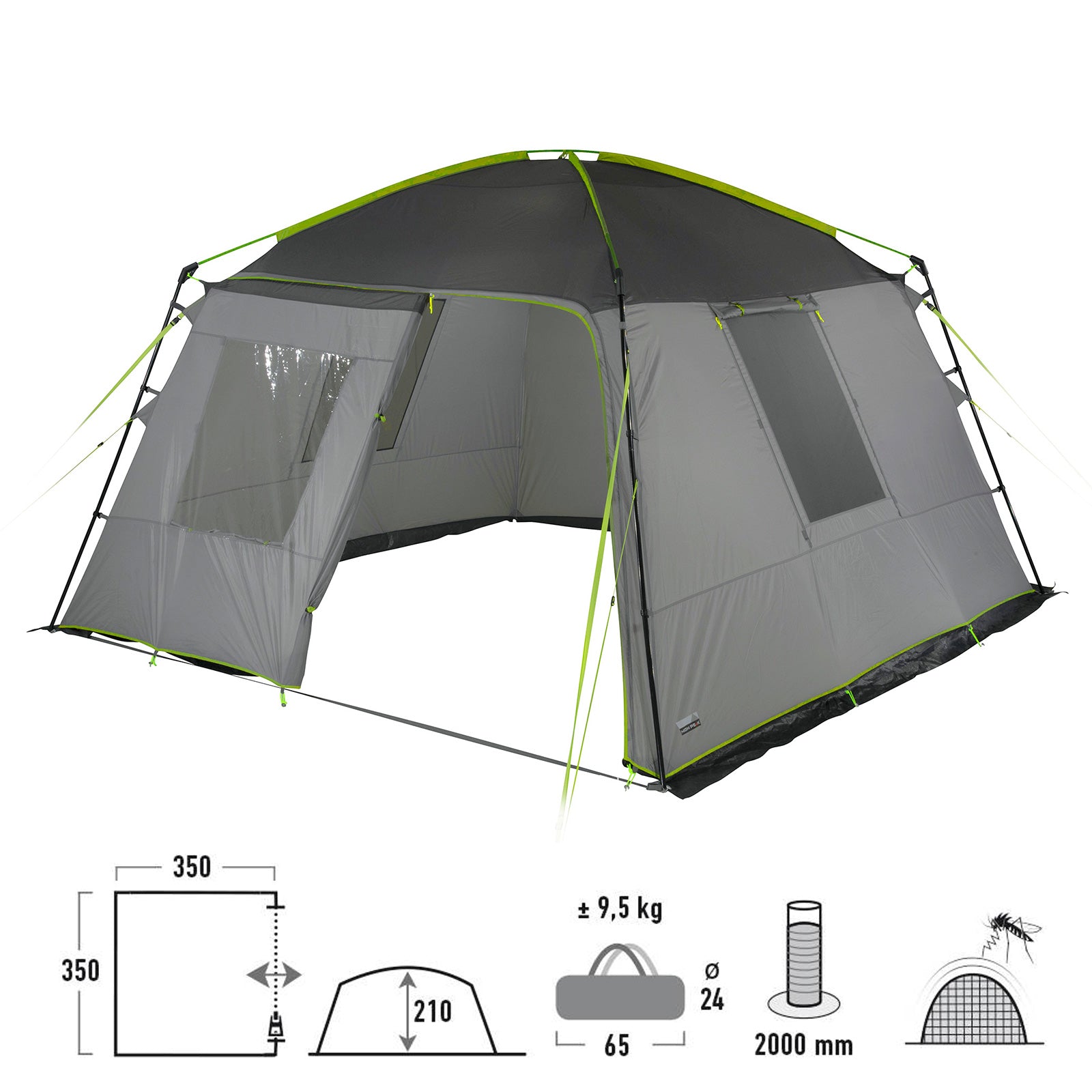 HIGH PEAK Garden Pavilion Cabana Camping Kitchen Tent Beach Party Sunshade