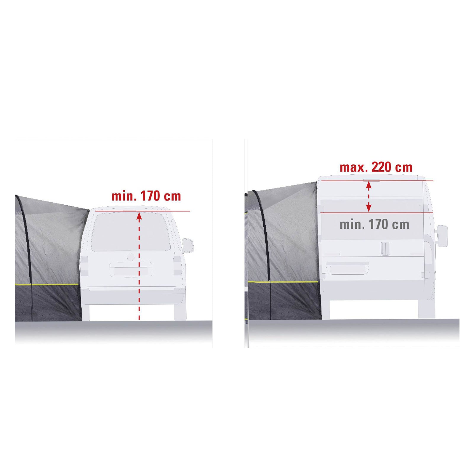 Tente de bus HIGH PEAK Avio - Auvent de camping pour fourgonnette SUV VW Tente de bus Auvent 170-220 cm