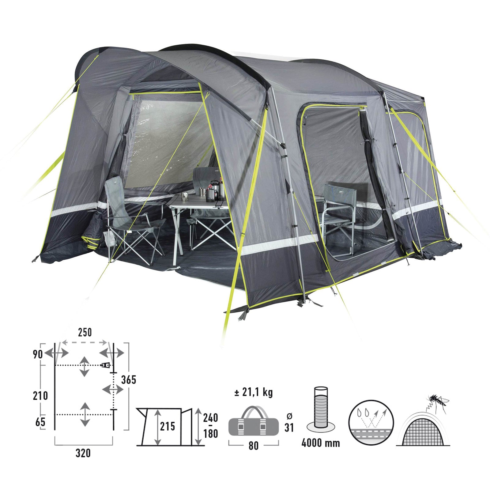 HIGH PEAK Buszelt Riva 2.0 Camping Vorzelt Busvorzelt Van SUV VW Zelt 180-240 cm