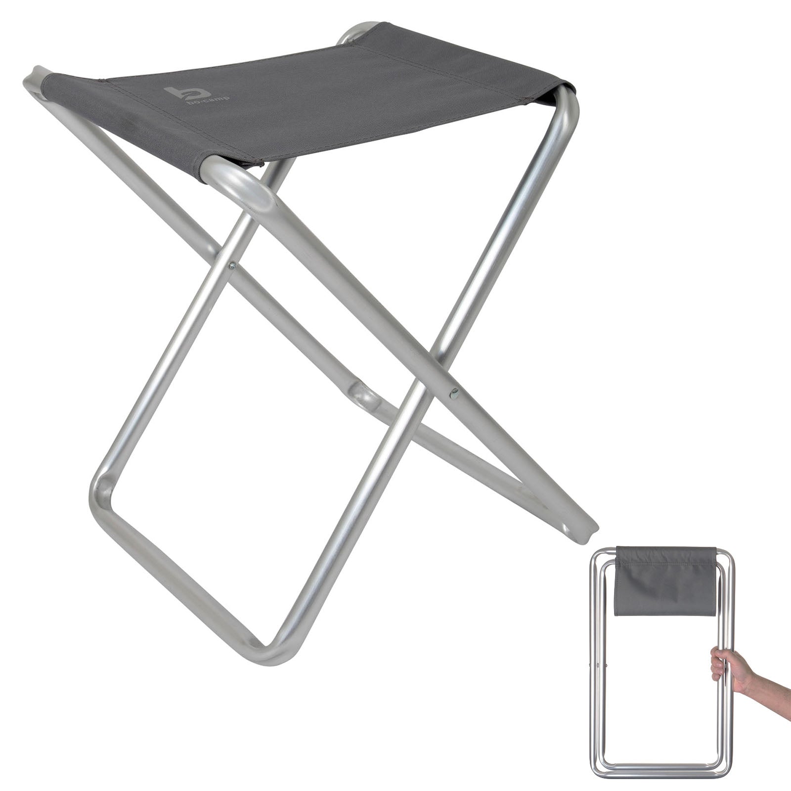 BO-CAMP Mini tabouret de camping en aluminium, tabouret pliant, tabouret de pêche, siège pliant, tabouret pliable