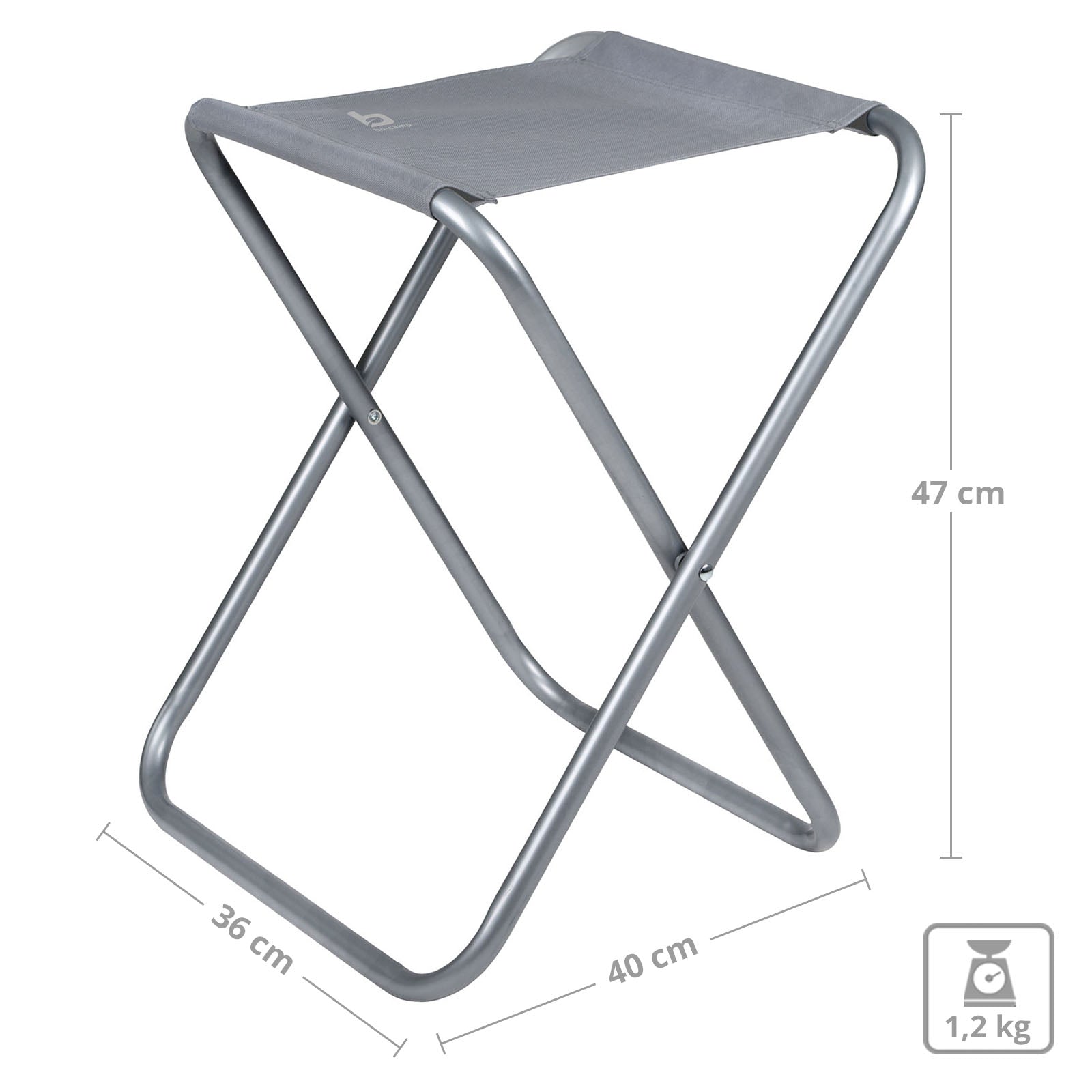 BO-CAMP Mini tabouret pliant de camping, tabouret pliant pour la pêche, siège, repose-pieds, en acier