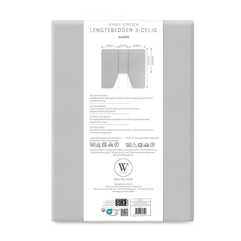 Parure de draps housse WALRA Jersey Multifit lit arrière 3 pièces coton OEKOTEX