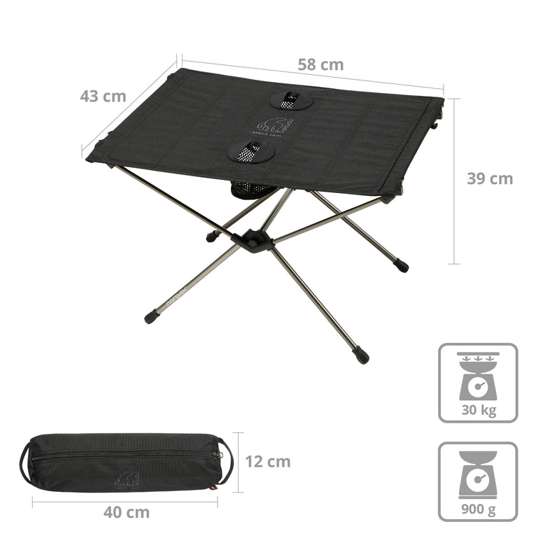 Table de camping NORDISK, table roulante, table pliante Risskov, table pliante, aluminium léger 58x39 cm