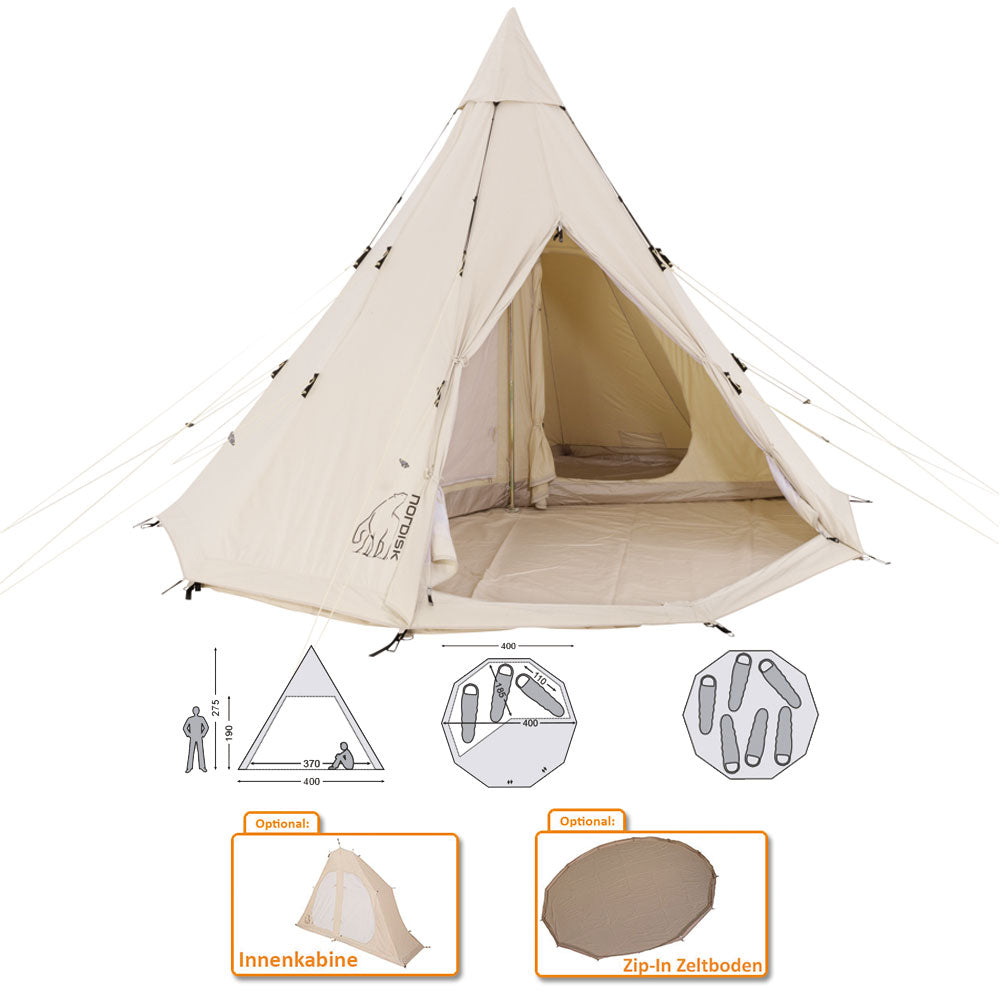 NORDISK Alfheim 12.6 Tipi Tent 4 5 6 Person Group Tent Camping Tent Cotton