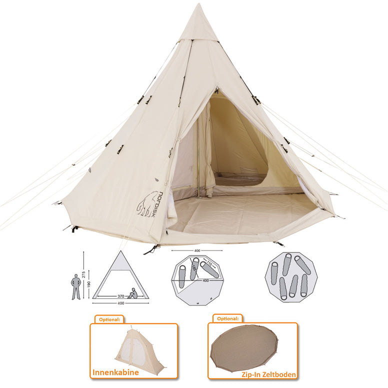 NORDISK Alfheim 12.6 Tipi Zelt 4 5 6 Personen Gruppen Zelt Campingzelt Baumwolle