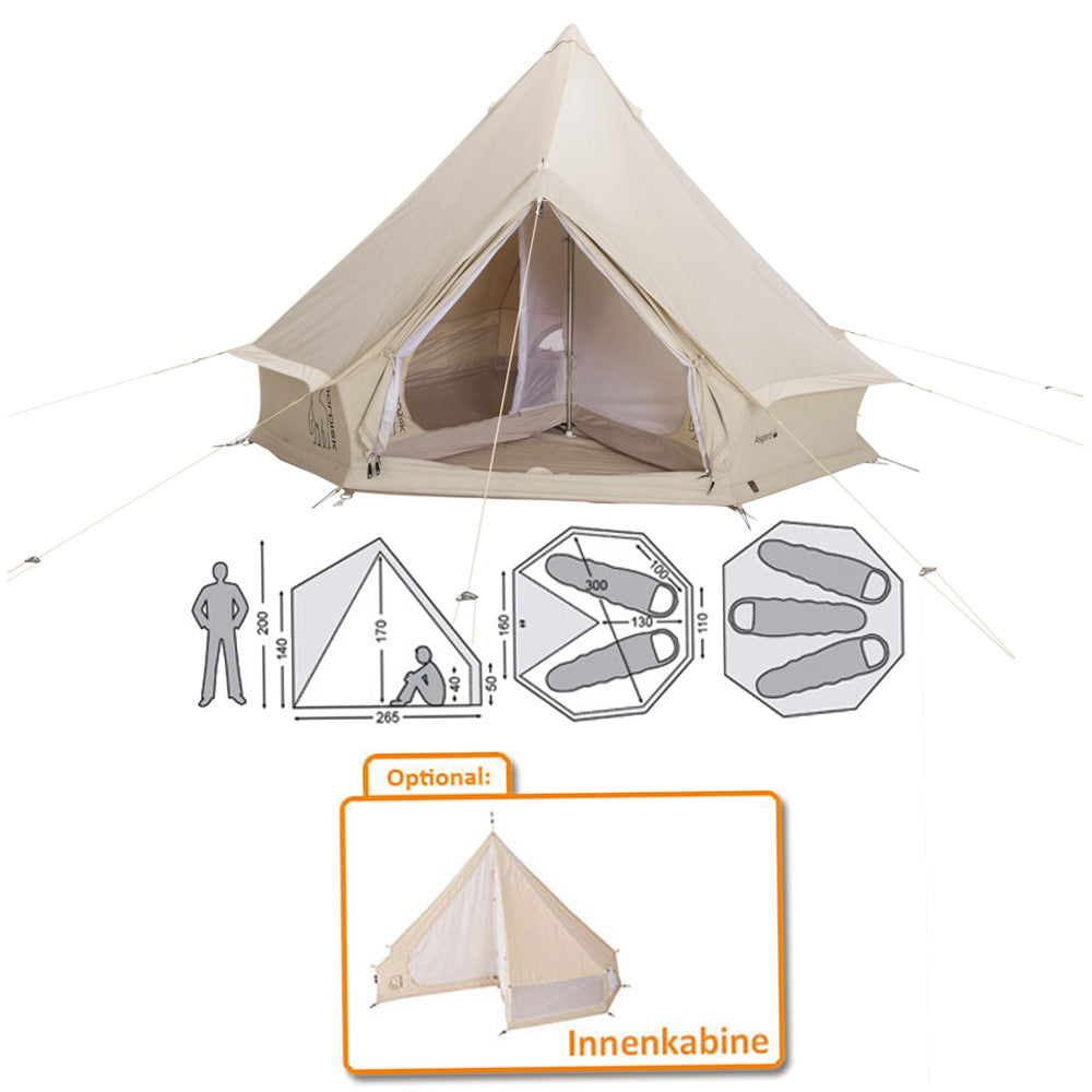 NORDISK Asgard 7.1 Tipi Tent 2-3 Persons Family Tent Camping Tent Cotton