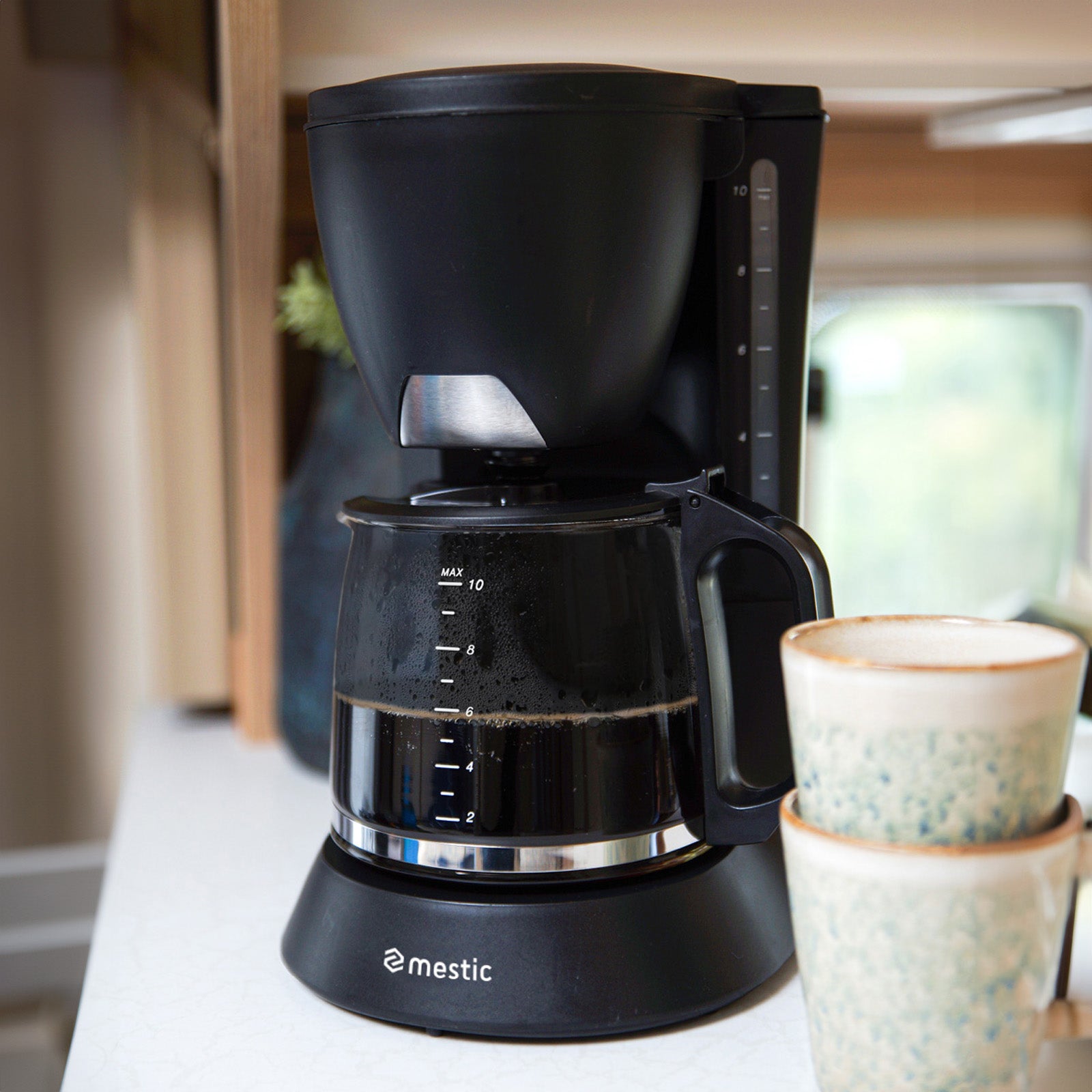 MESTIC Camping Kaffeemaschine MK-80 Filter Kaffee Vollautomat Glas 10Tassen 680W