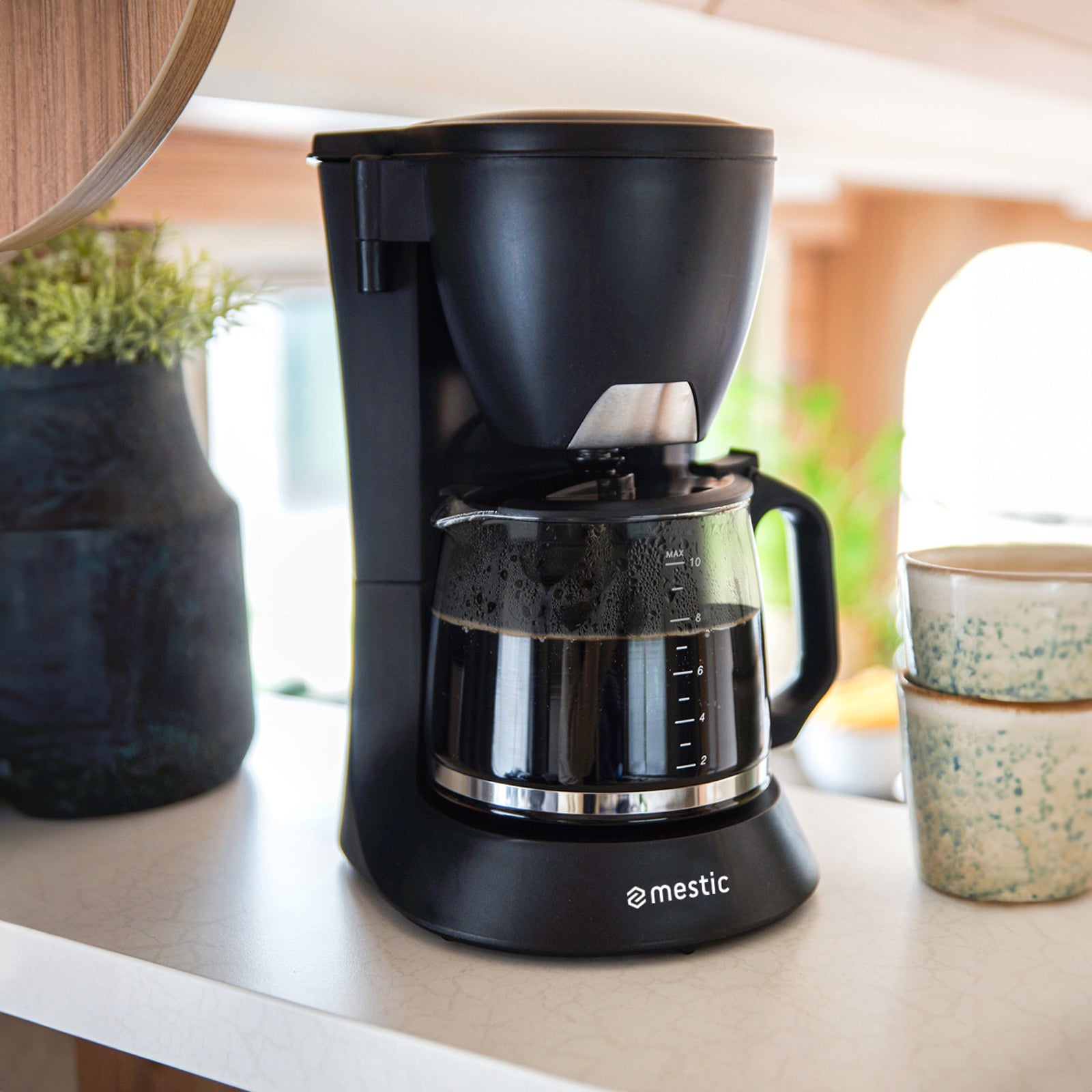 MESTIC Camping Kaffeemaschine MK-80 Filter Kaffee Vollautomat Glas 10Tassen 680W