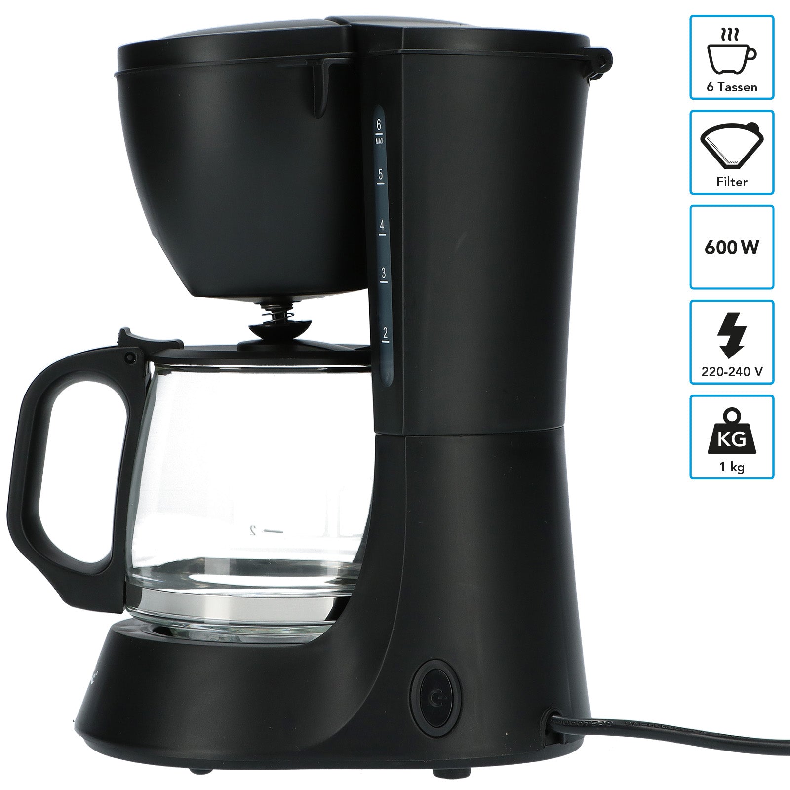 MESTIC Camping Kaffeemaschine MK-60 Filter Kaffee Vollautomat Glas 6 Tassen 600W