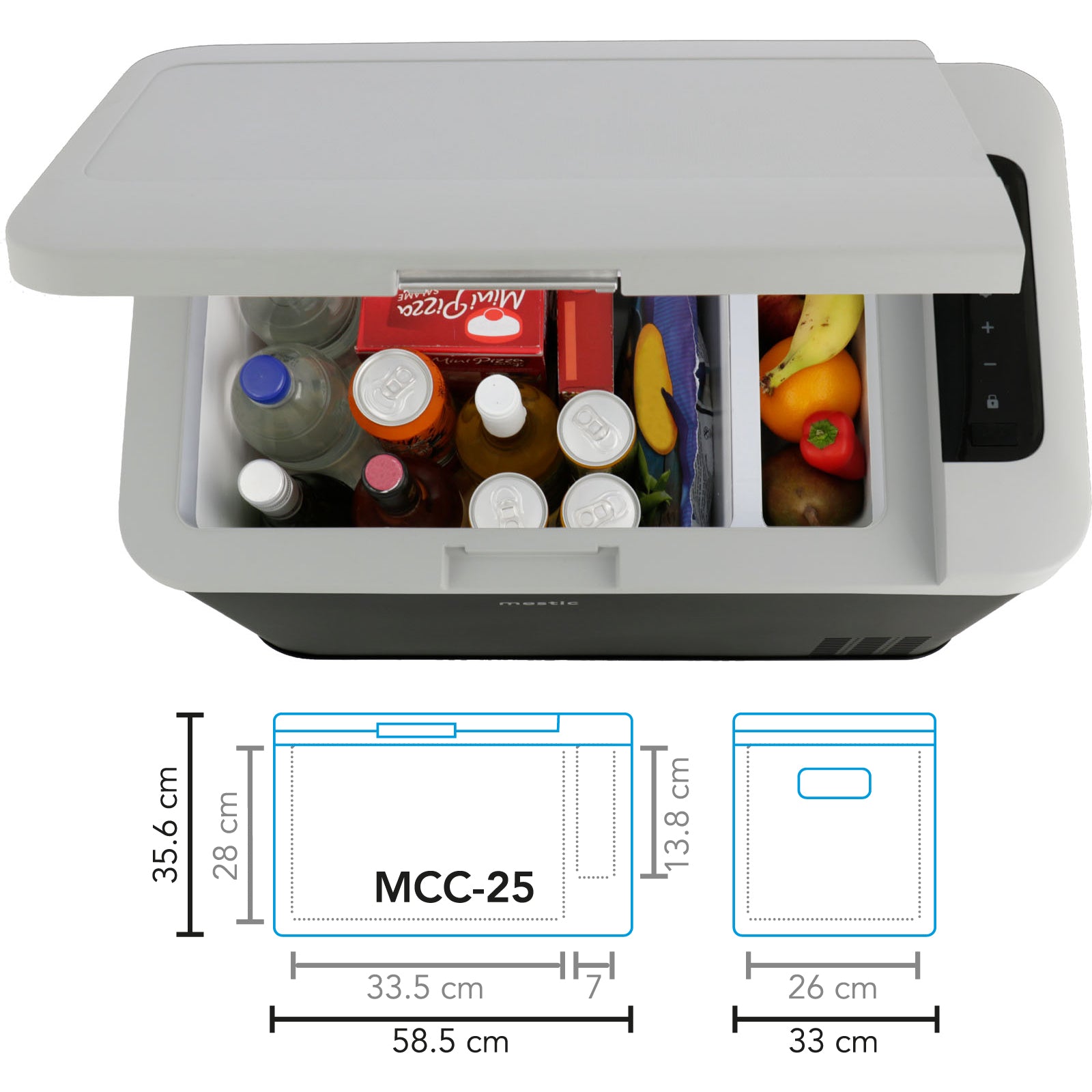 MESTIC Kompressor Kühlbox MCC-25 L Auto Tiefkühl Box Camping AC/DC 12/24V 230V