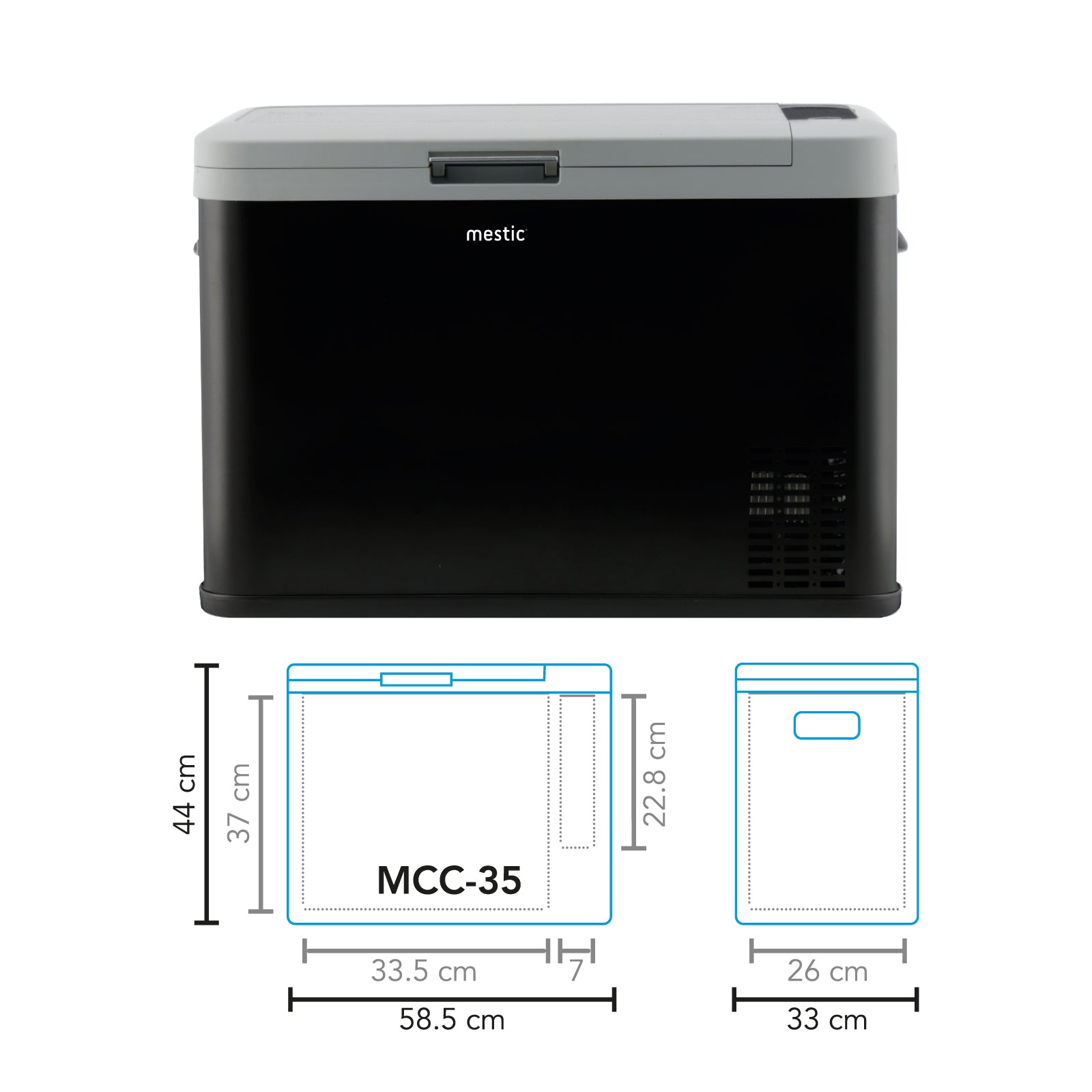 MESTIC Kompressor Kühlbox MCC-35 L Auto Tiefkühl Box Camping AC/DC 12/24V 230V