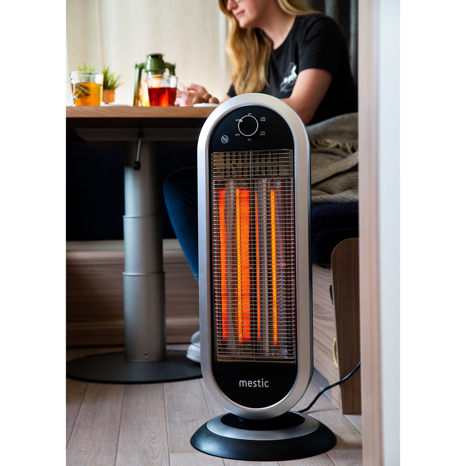 MESTIC infraroodstraler MCK-400 voor op de camping of het terras, oscillerend, carbon, 900 W
